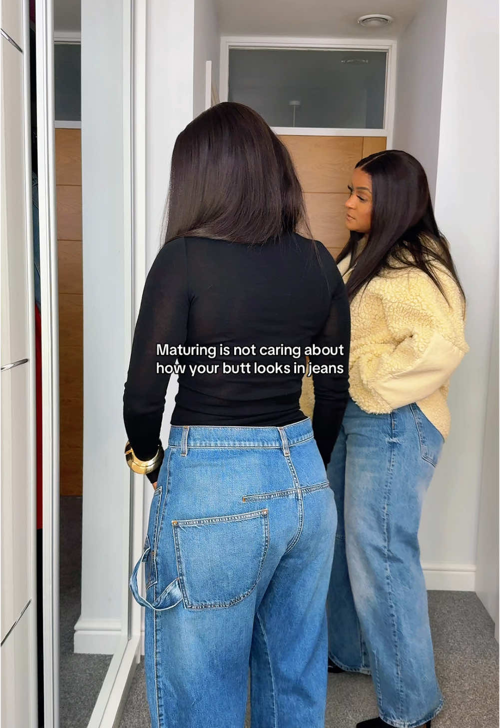 maturing is not caring about “if you got it, flaunt it” #fyp #baggyjeans #outfitinspo 