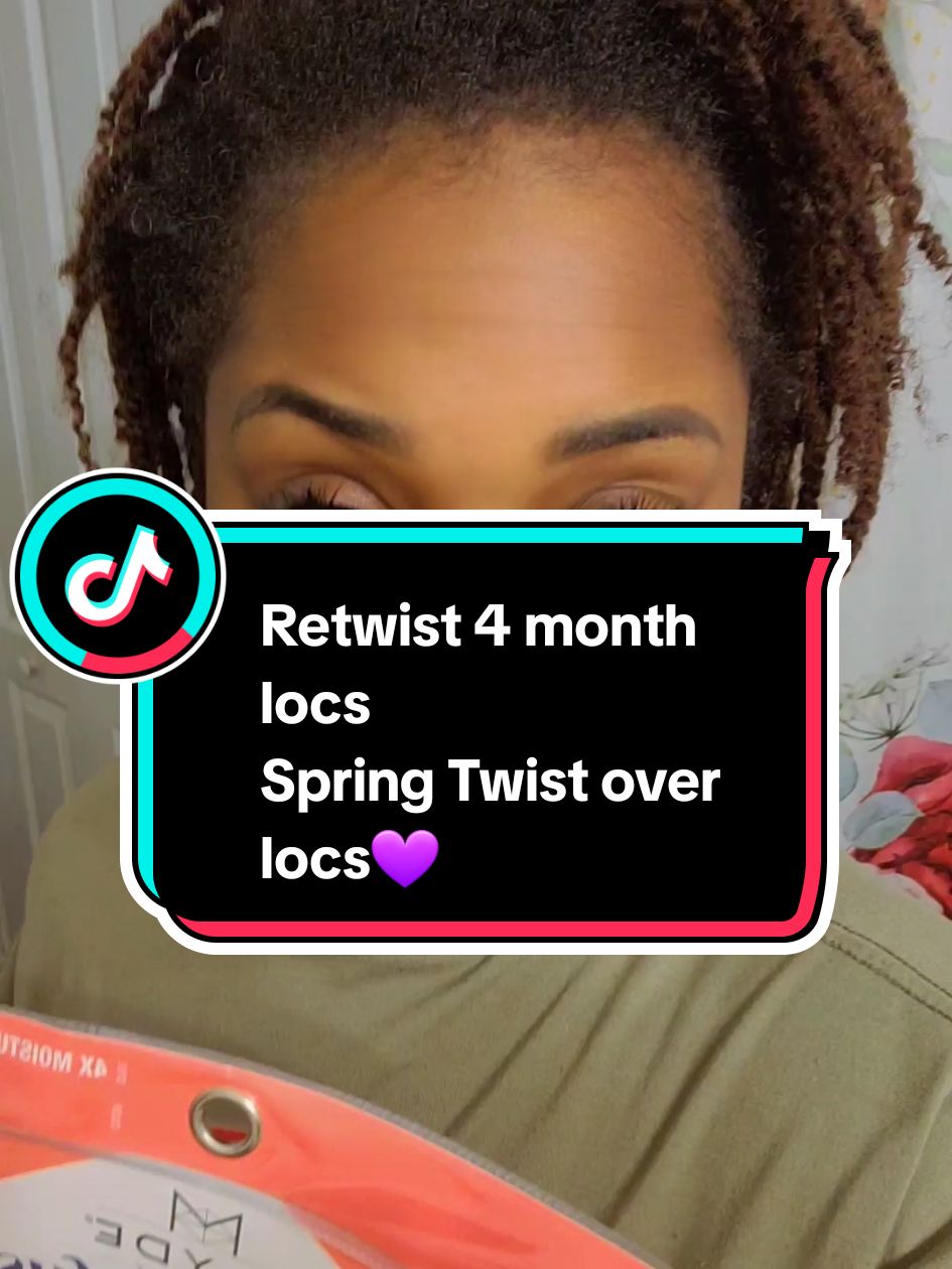 4 month old starter locs. Spring twist over locs protective style!💖 #starterlocs #locjourney #springtwist #twistoverlocs #starterlocstyles #protectivestyles #loclove #twostrandtwistlocs #loccommunity 
