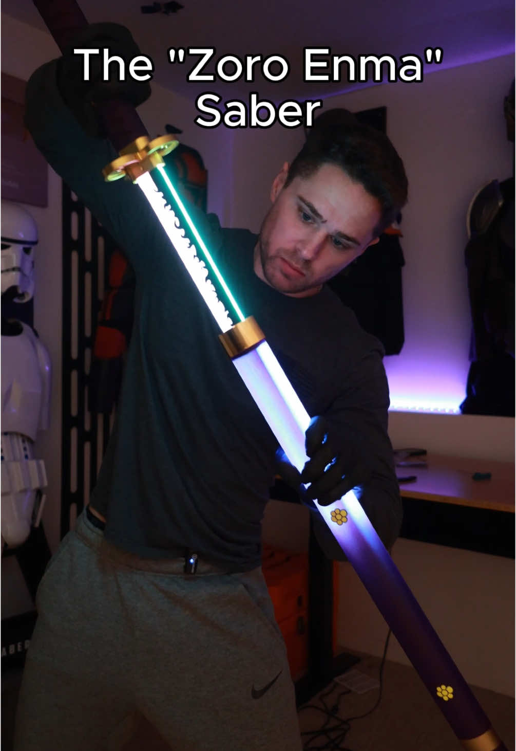 The new Zoro saber by @Neosabers The design matches the legendary character and has all the elements of a samurai hilt. What is even better is how safe it is with the technology of a lightsaber. #unboxing #starwars #lightsaber #zoro #samurai 