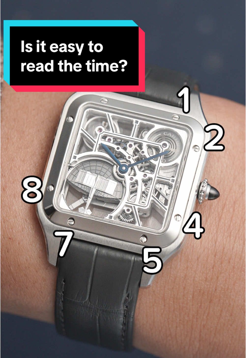 Is it easy to read the time on the Cartier Santos Dumont Skeleton? 