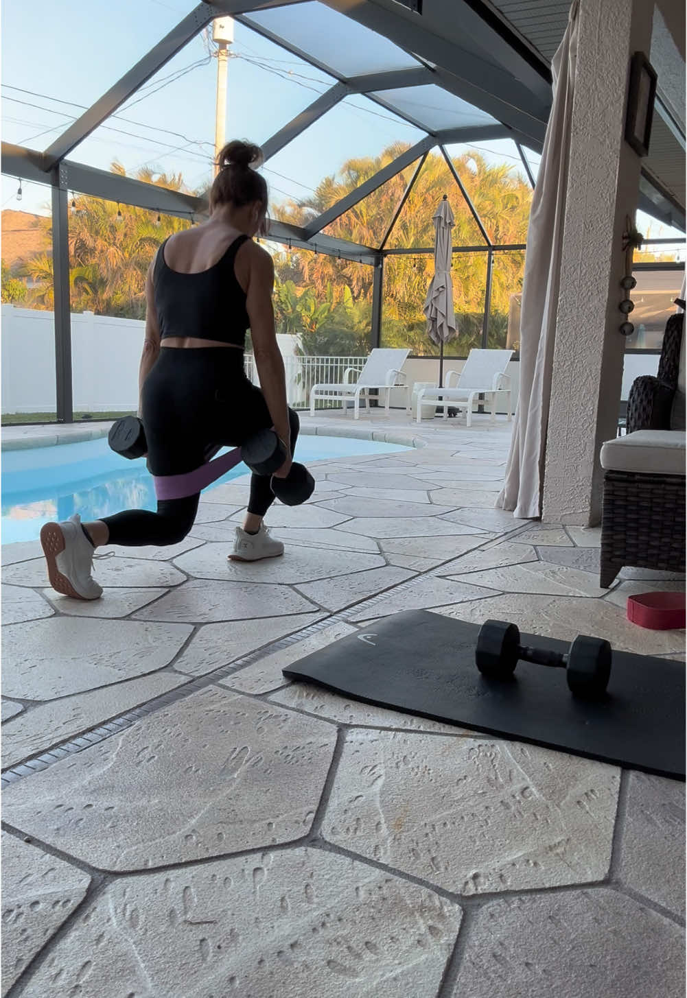 Any and all plank variations are my jam. Shoulders. Core. Back. Bicep…all the things!  Walking lunges are always a good idea.  #realfitchrissy #noBS #noexcuses #trainer #nofilters #homegym #bandsanddumbells 