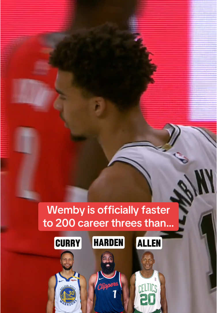 Wemby reaches 200 career threes in just 94 games 🤯 #NBA #basketball #spurs #wemby 