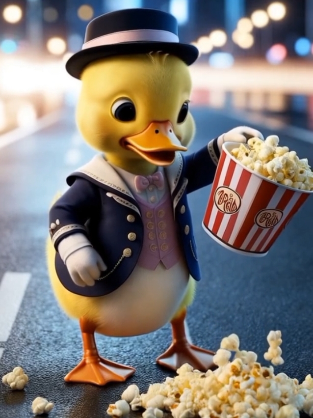 The cute duck dropped popcorn 😢😔#duck #cute 