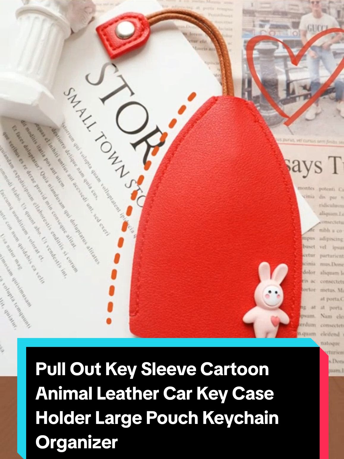 Pull Out Key Sleeve Cartoon Animal Leather Car Key Case Holder Large Pouch Keychain Organizer #keyholder #keychain #keyorganizer #pulloutkeysleeve #key #organizer #fyp #foryoupage 