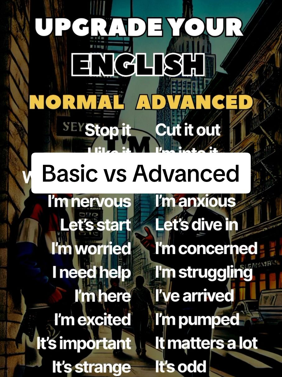 Basic vs Advanced English. #englishlearning #advancedenglish #basicenglish #tiktokenglish #speakenglish 