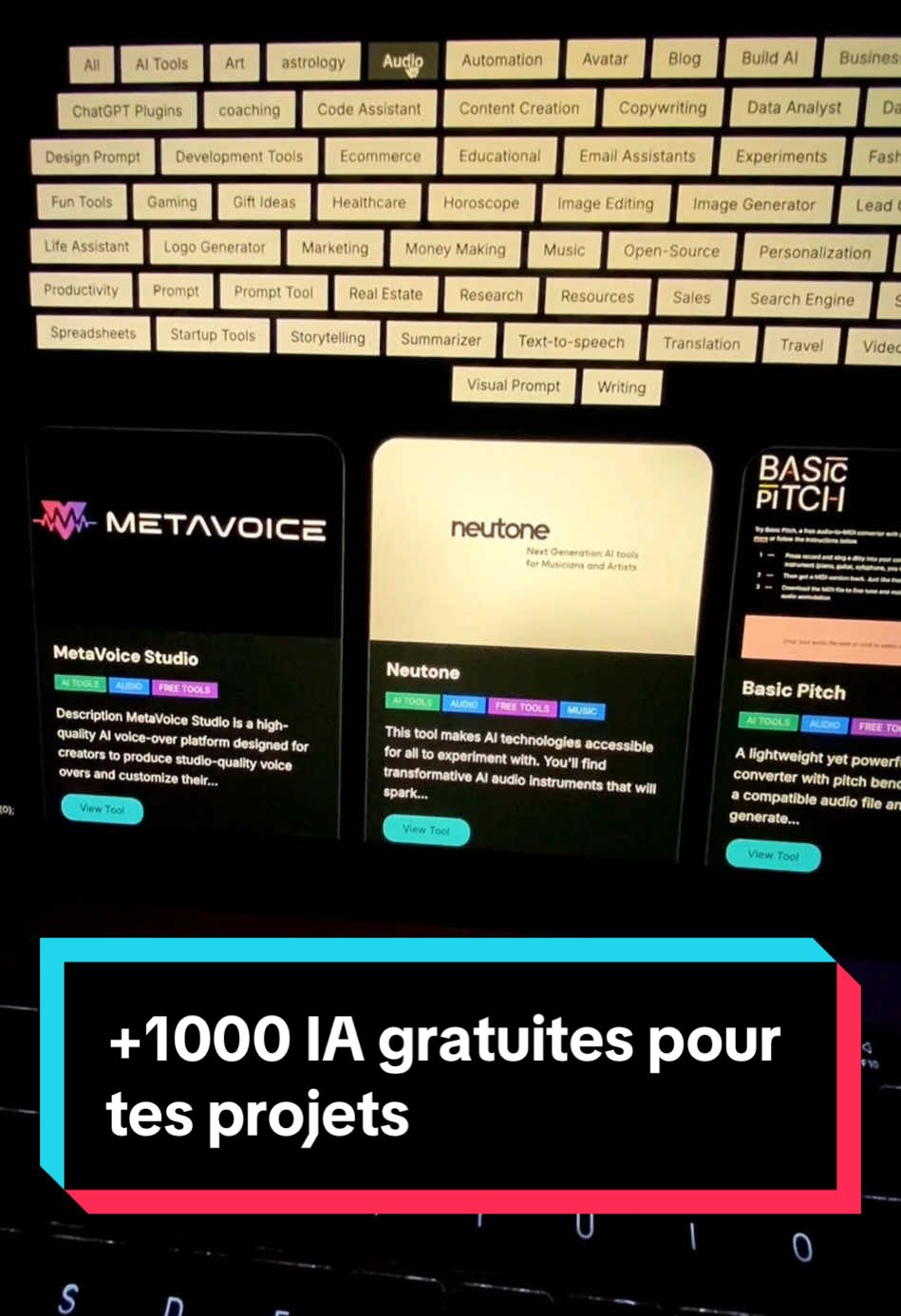 Découvre plus de 1000 IA gratuites ! 💻   Classées par thème, c’est un vrai trésor! 🗝️     #IA #IAgratuite #Astuce #Tech #Informatique #Video #gratuit 