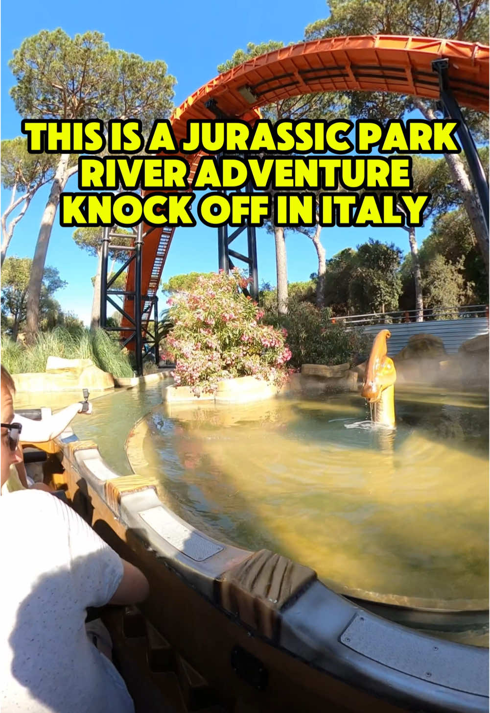 Looks like that HADROSAUR bumped our boat off course 👀.  #jurassicpark #jurassicparkriveradventure #jurassicriver #waterride #rollercoaster #themepark #amusementpark 