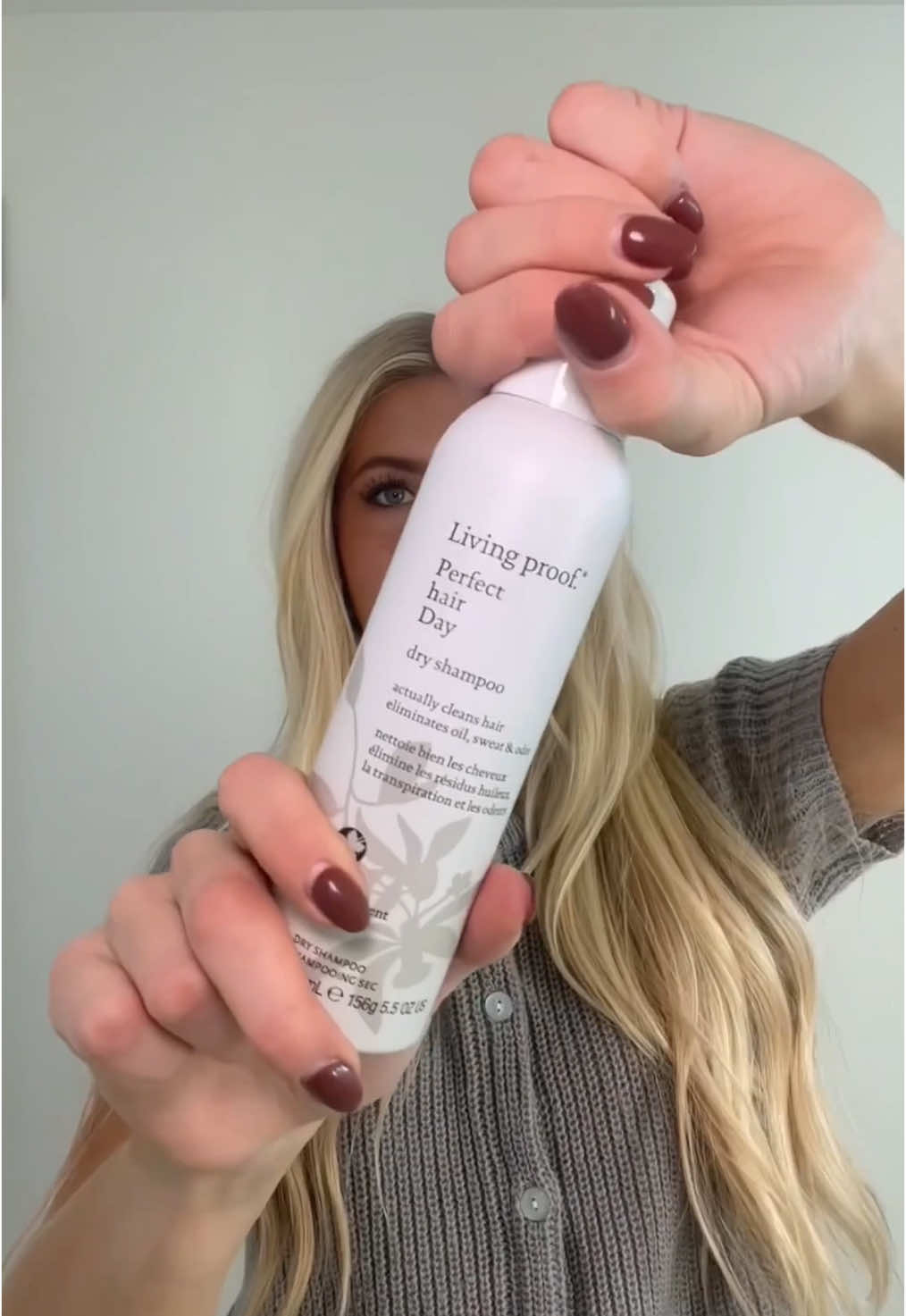 Reach for Warm Vanilla Dry Shampoo for a quick holiday refresh. #livingproofinc #hairrefresh #greasyhairhack #hair #dryshampoo #holidayhairhack