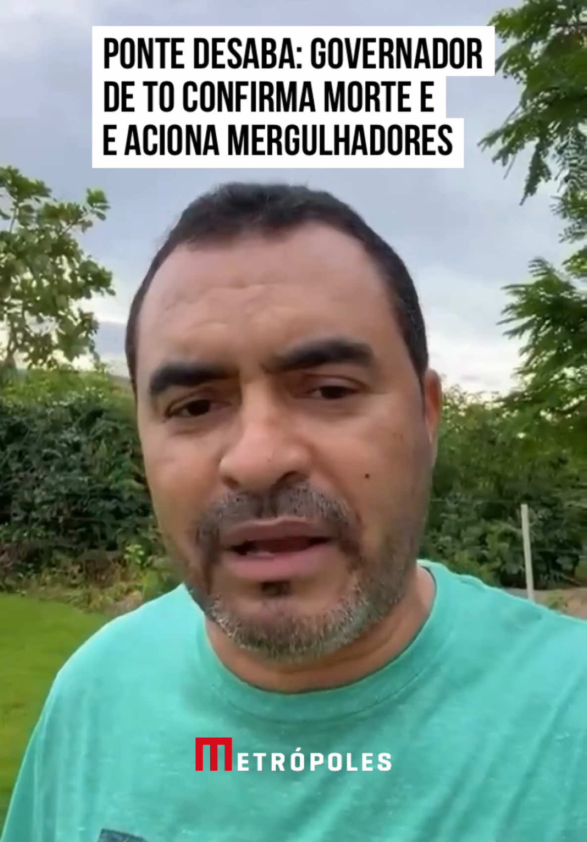 O governador do #Tocantins, Wanderlei Barbosa, divulgou um vídeo logo após tomar conhecimento do desabamento da #ponte que liga #Aguiarnopólis (TO) e #Estreito (MA). Segundo Wanderlei, ele está em contato com o prefeito da cidade tocantinense, que confirmou uma morte. 