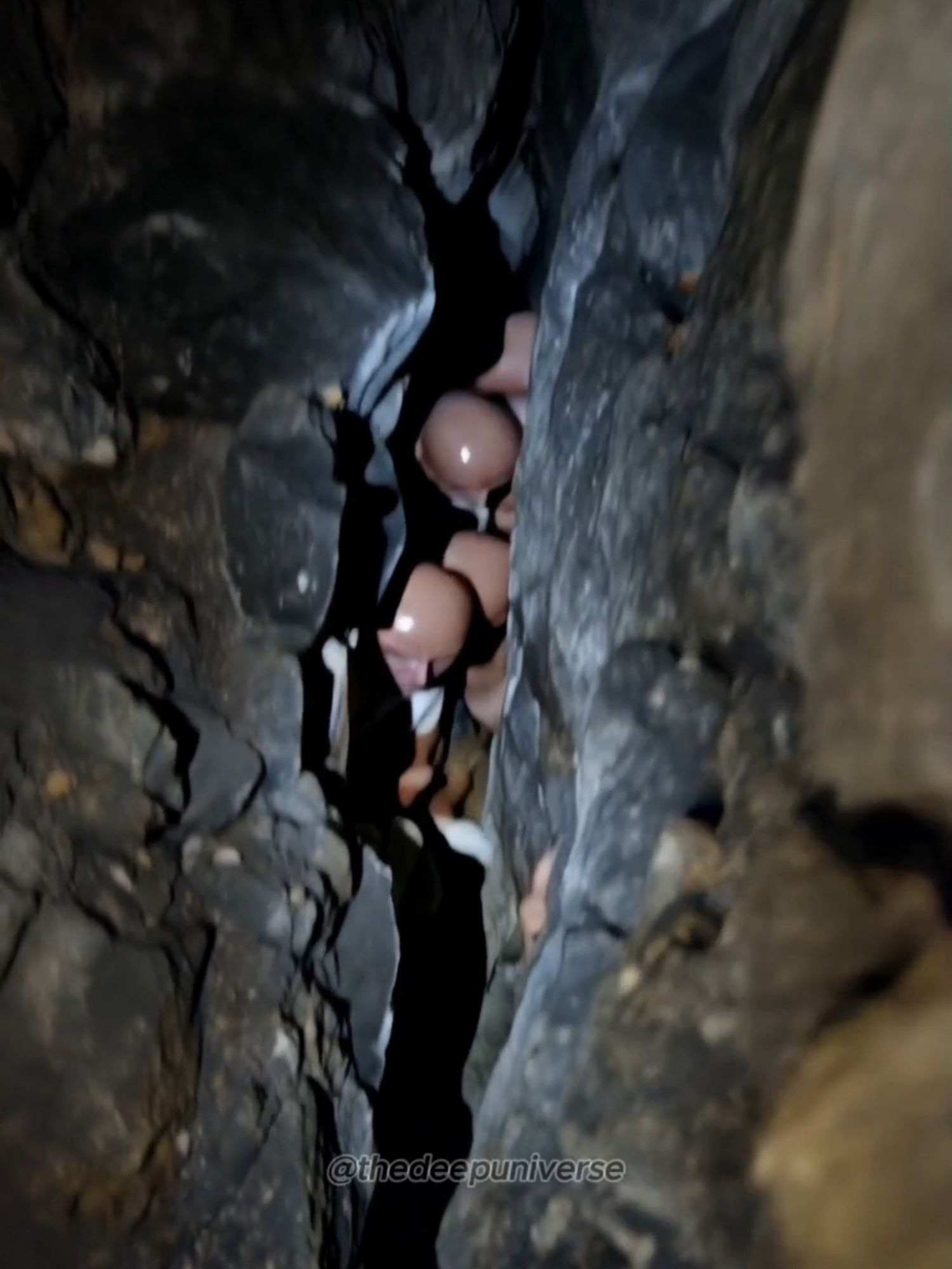 I found these… people(?) in the rocks. Should I get out of here? #creepyfind #hiddencreatures #cave