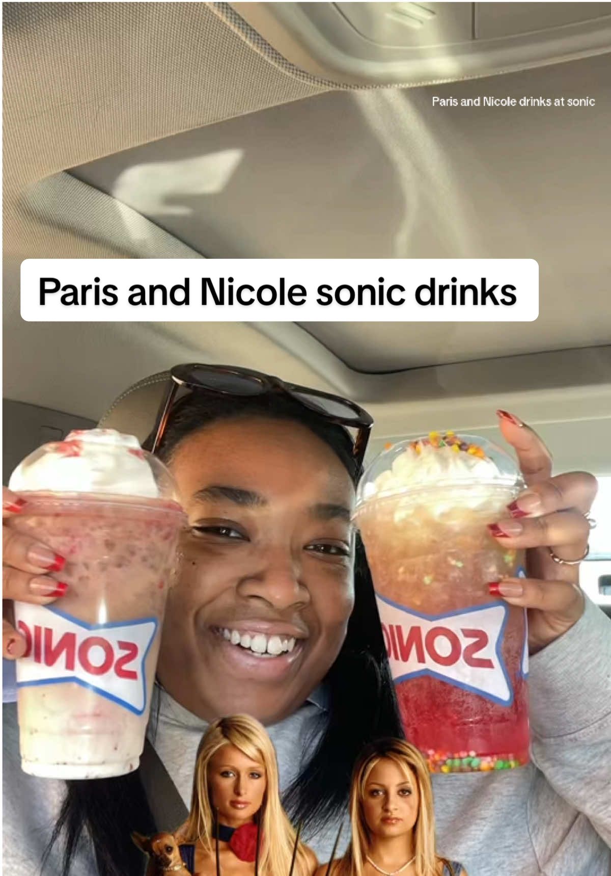 Have you tried the paris and nicole drinks at aonic? What did you think?? #sonic #parishilton #nicolerichie #parisandnicole #dirtysoda #sonicdrivein #fyp #review #tastetest 