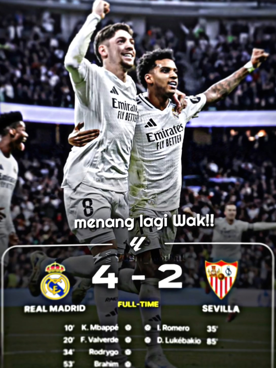 FT: real Madrid 4-2 Sevilla,naik peringkat kedua Wak 😎#football #realmadrid #halamadrid #fyp #fypシviral #xybzca #laliga