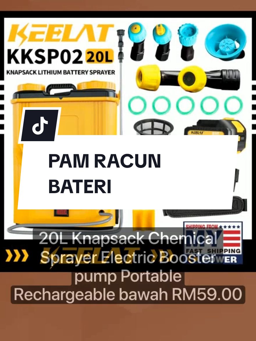 KEELAT 1 Year Warranty 20L Knapsack Chemical Sprayer Electric Booster pump Portable Rechargeable Garden Pressure Sprayer With Nozzle Pam Racun COD bawah RM59.00 Cepat - Tamat esok! #keelat #keelattools #knapsacksprayer #knapsackchemicalspray #boosterpump #pamracun #pamracunbateri 