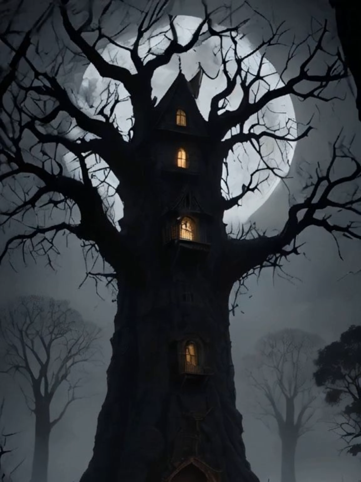 HIstória de terror - A Lenda da Árvore Sussurrante #historia #fyp #fypviral #medo #fear #horrorstory #terror #noite #night #tree #árvore #lenda #fantasia