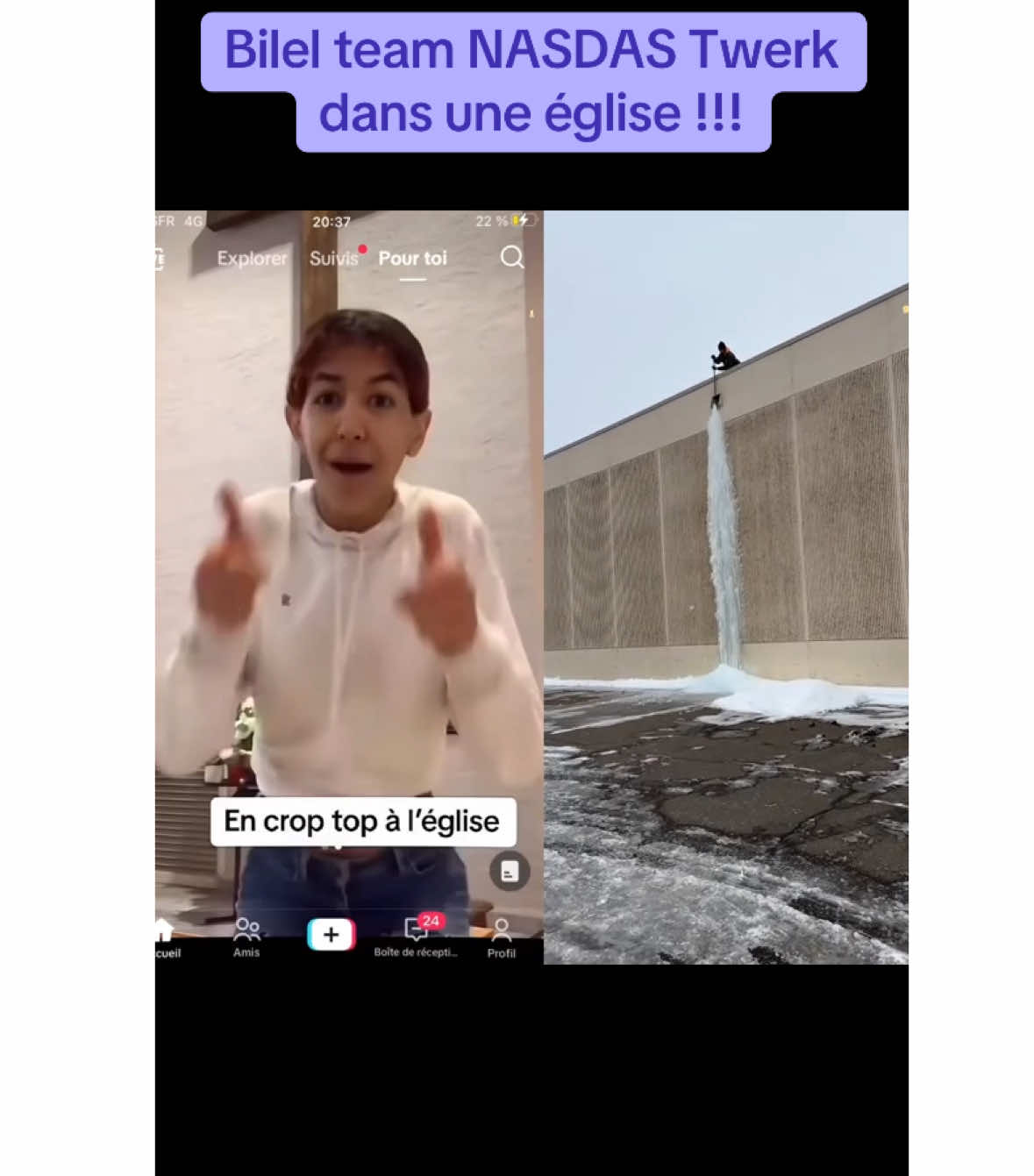 Bilel de la team nasdas Twerk dans un église et se fait frapper #bilel #nasdas #teamnasdas #loriana #leyna #mouna #fyp #pourtoi 