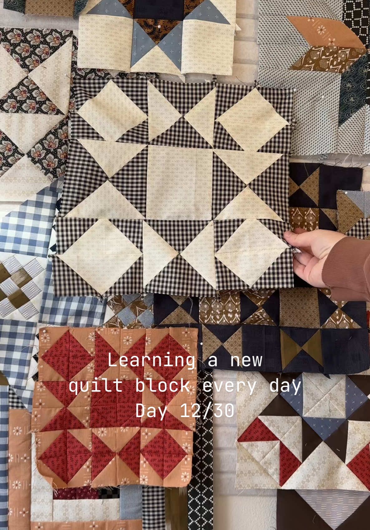 Replying to @Melanie the first time I tried this quilt block I made it entirely out of HSTs in very small squares… I hadn’t learned how to make a 4 quadrant square like the ones in Ohio stars yet! This is day 12/30 of learning a new quilt block every day! #quilttok #sewingtiktok #sewingtutorial #quilttutorial #quiltpattern #beginnerquilting #quiltingtips #quiltingtiktok #sewingtips