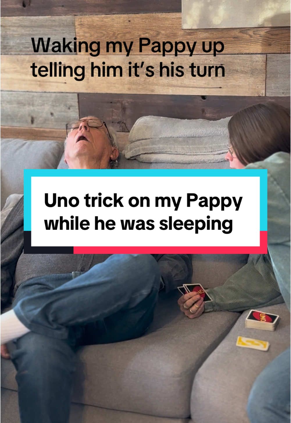 He didn’t miss a beat when I woke him up #fyp #fypシ #fypシ゚viral #christmas #laugh #humor #funny #funnyvideo #uno #grandpa