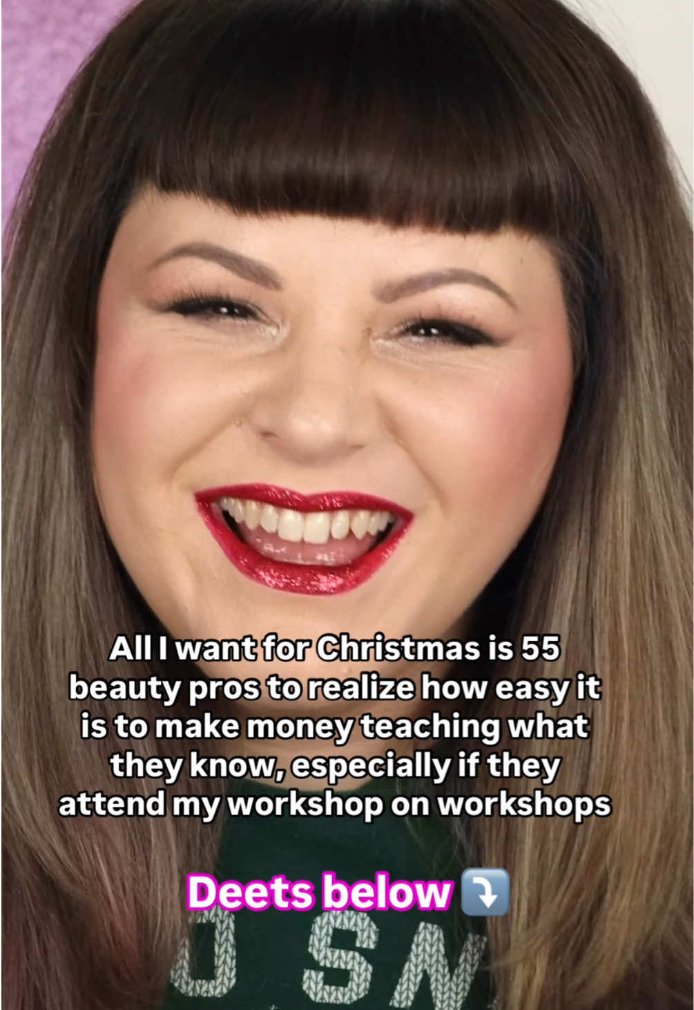 In January, I’m hosting W.O.W: The Workshop on Workshops for Makeup Artists and Beauty Pros who want to monetize their knowledge even if they’re a tech noob, have a small following, and don’t know where to start. ✨ This is a 3 day event ONLINE [don’t worry, only 2hrs each day] that’ll walk you thru, step by step, creating, marketing, and delivering your first workshop so you can work from home, be picky with the jobs you take, and make $$$ on your terms! 🥳 You might be thinking, “that’s all fine and dandy, but I get sooo nervous getting on camera”. No worries, friend, I’m giving you a Camera Confidence Masterclass as a bonus to tackle this. 💖 “But who am I to teach?” Oof, this hits home. I was terrified to promote my workshops in the beginning because that thought kept coming up. But you know what? I ignored it and gave it a shot. My first workshop brought in about 5 people .. then 20 .. then 50 PER WORKSHOP!  I even threw one together in a week when I needed extra cash and made $2100! You can do it, too, friend!  If you have an intention to teach online, this is your sign to start. ✨ Join the other beauty pros who are ready to make 2025 the year  they take advantage of social media by teaching what they know and building the beauty biz of their dreams. 🤩 Comment WOW11 to get the deets to register for W.O.W – and if you do so by tomorrow, you’ll get a free 60 min 1:1 with me on Zoom to audit your social media! 🤓 But that bonus expires tomorrow, 12/23 at 7PM PST, so don’t hesitate. Trust your gut, friend, and let me give you everything you need to host your first workshop as soon as February if you wanted. Comment WOW11 and let’s get this show on the road. ⤵️