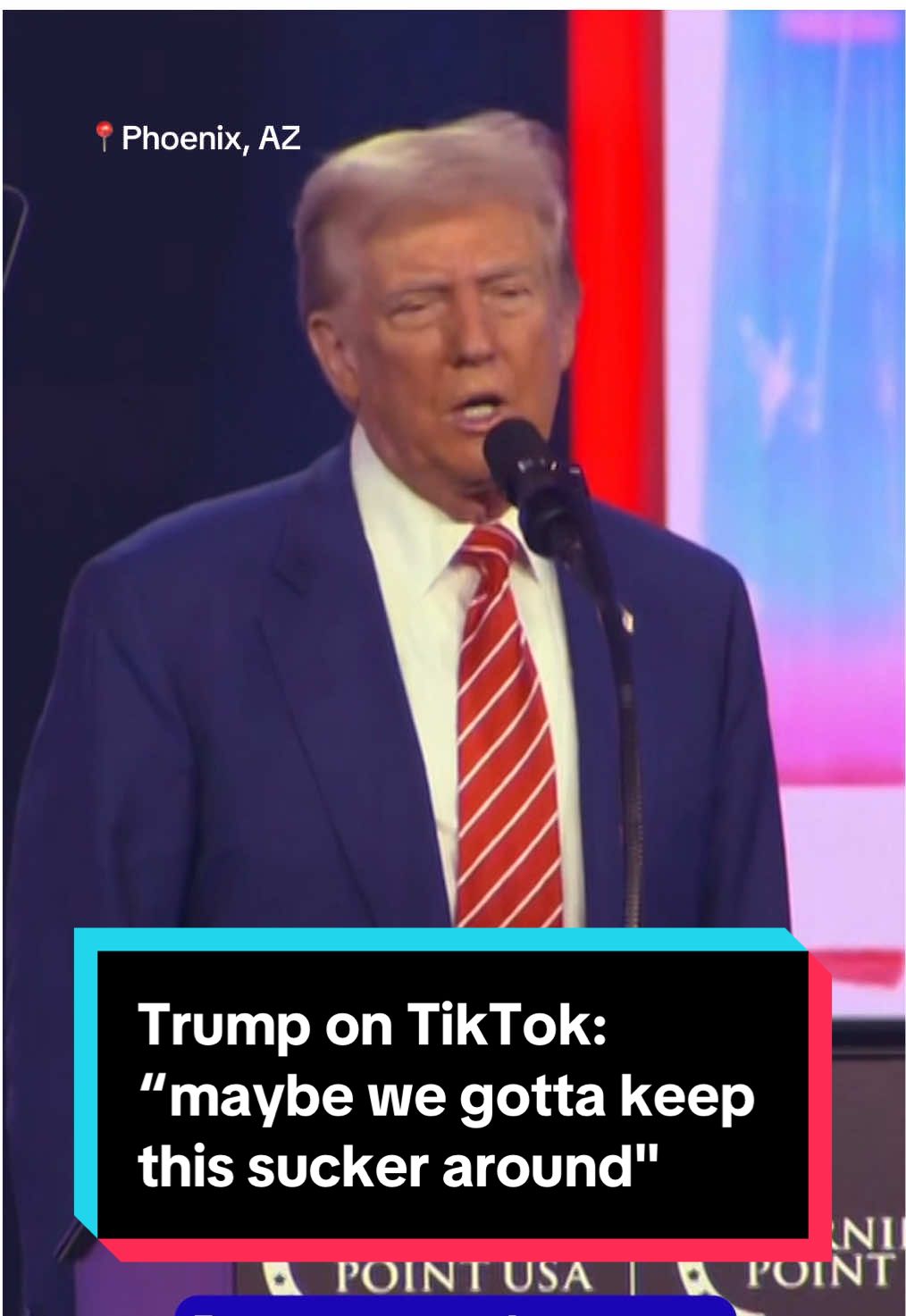 Speaking on the final day of the Turning Point AmericaFest conference, President-elect Trump signaled that he was reconsidering a looming ban on TikTok set to go into effect next month. The Supreme Court also recently agreed to hear a challenge on the law that would ban the app. #news #trump #tiktokban 