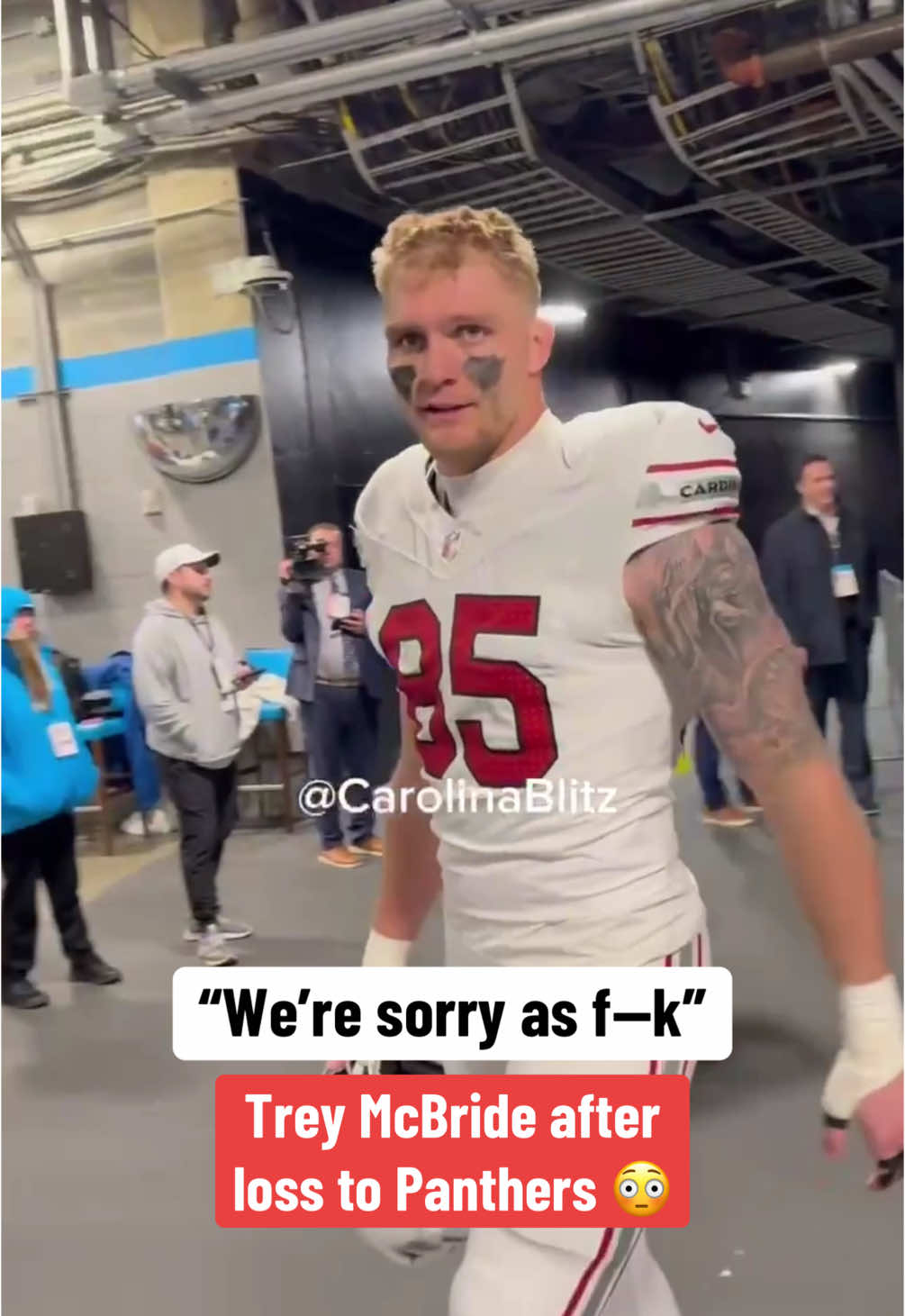 McBride was not happy after an OT loss to Carolina eliminated the Cardinals from the playoffs 😅 (via carolinablitz/X) #nfl #football #nflfootball