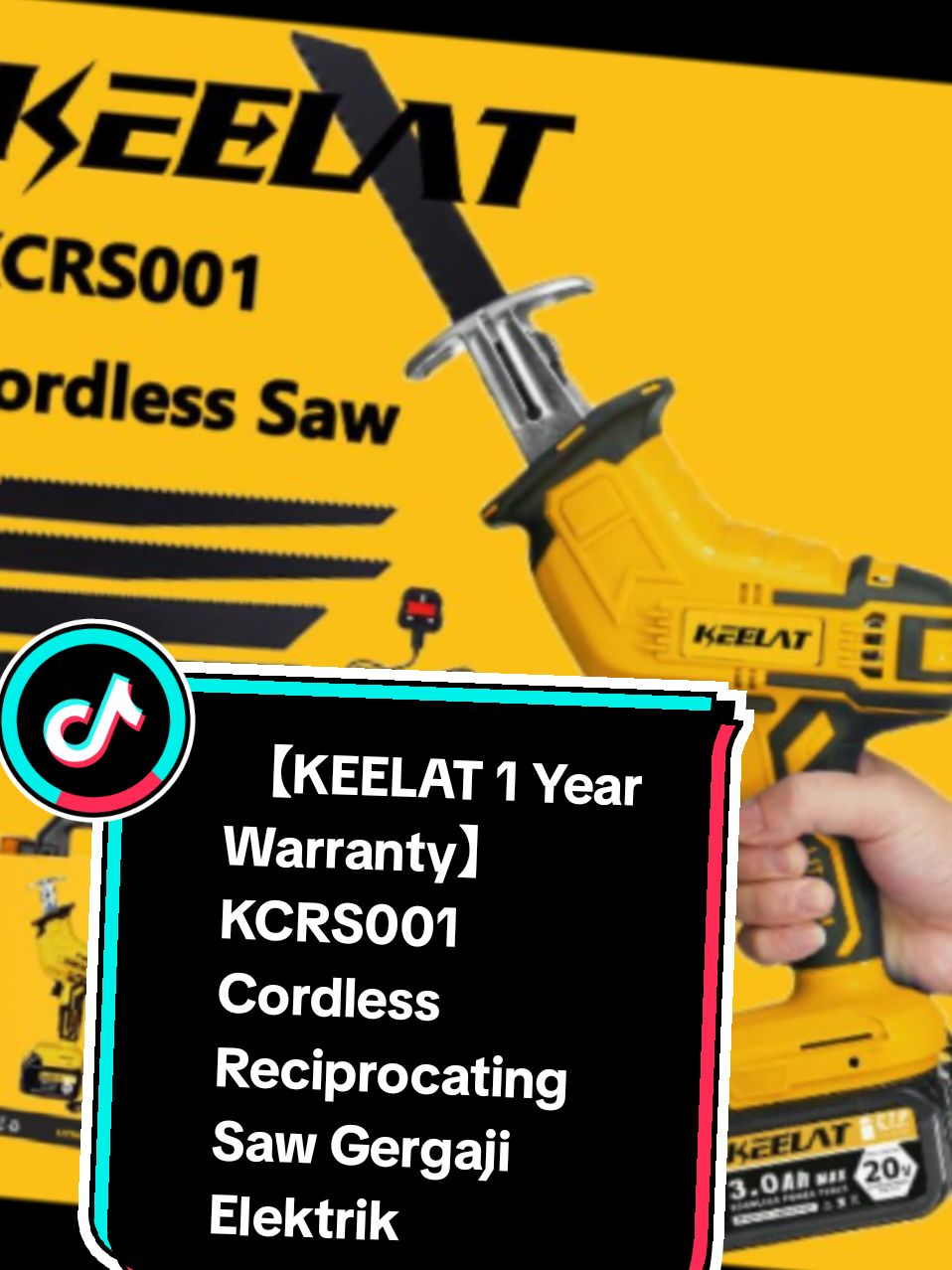 【KEELAT 1 Year Warranty】KCRS001 Cordless Reciprocating Saw Gergaji Elektrik for Wood Metal Cutting with Blade 2 Battery Electric Saw Mesin Kayu Tool COD #reciprocatingsaw #cordlesssaw #nice #electricsaw #gaya #fyp #affiliate #malaysia #TikTokShop #stayathome #affiliatemarketing 