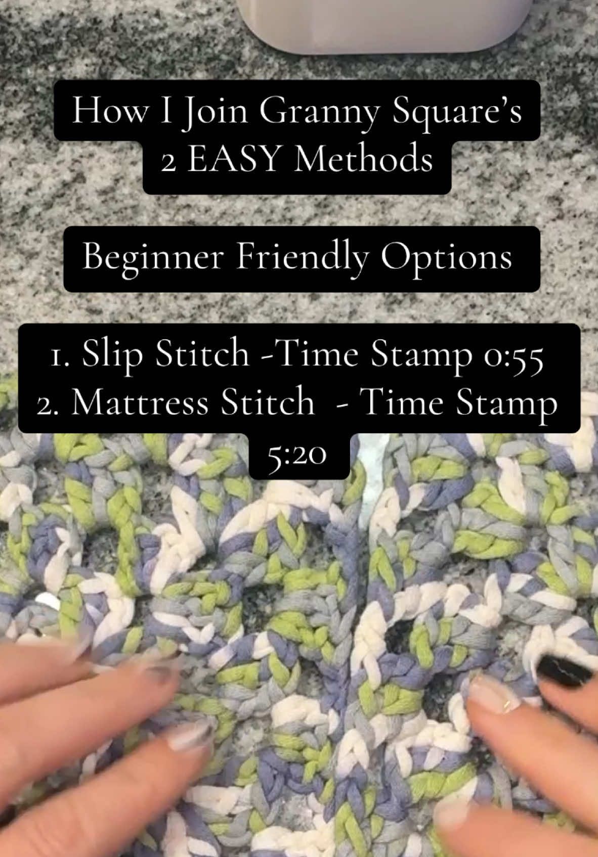 How I Join Granny Squares 3 EASY methods Beginner Friendly Options  1. Slip Stitch  2. Mattress Stitch  Links to my tutorial videos on ho to crochet a classic granny square  Two ways to crochet them tap on links 👇 @YarnOver  @YarnOver  #grannysquare #joingrannysquare #howtojoingrannysquares #crochetbeginner #crochettutorial 