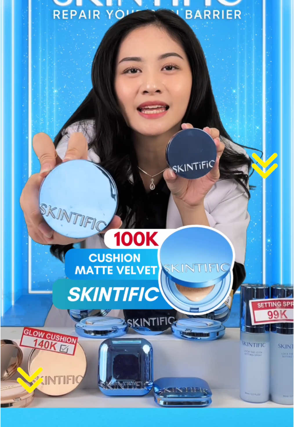 ❤️ Cushion Matte kecintaan Tasya Farasya yang ada #oilcontrol dan #mattefinish ini lagi TERJUN HARGANYA!🥹🫶 Yuk, meluncur checkout di TikTok Live yaa🧏‍♀️🫶 #skintific  #mattecushion #coverage #longlasting #5xceramide #bluecushion 