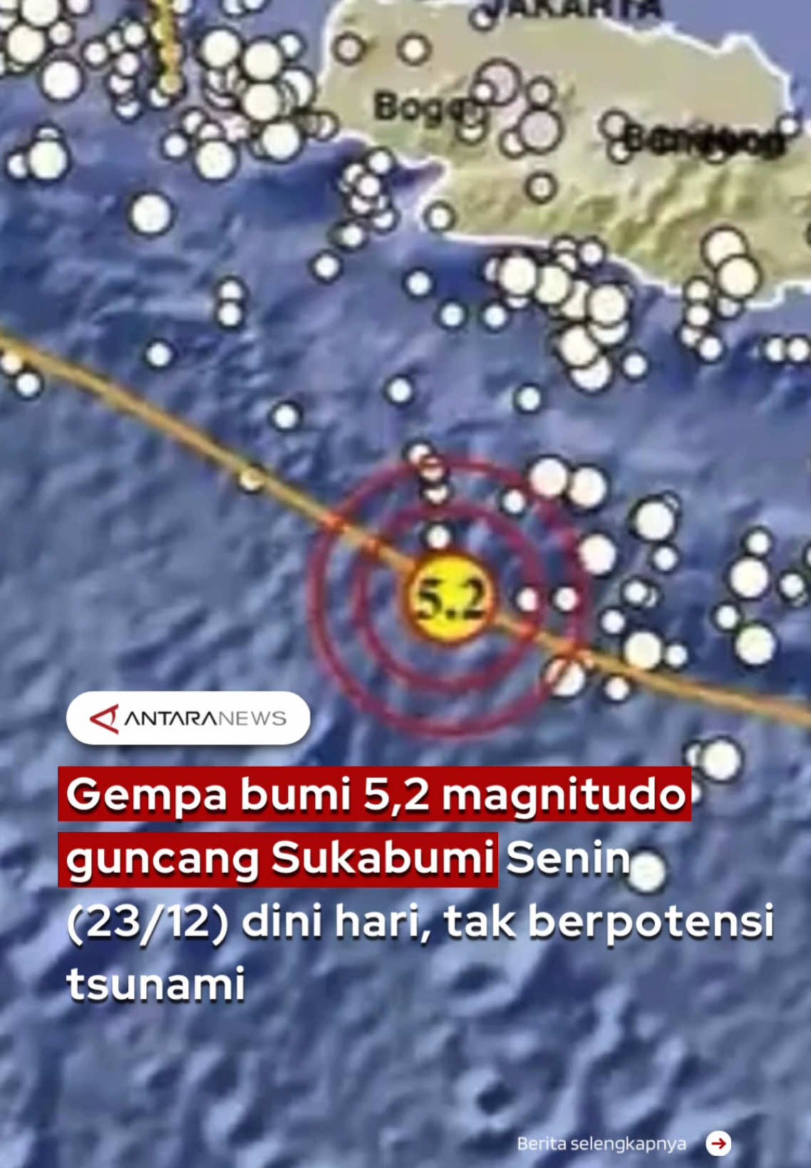 Gempa bumi 5,2 magnitudo guncang Sukabumi Senin (23/12) dini hari, tak berpotensi tsunami #gempabumi #gempahariini #gempa #gempasukabumi #sukabumi #jawabarat #BMKG #gempasusulan #tiktokberita #fyp #longervideos 