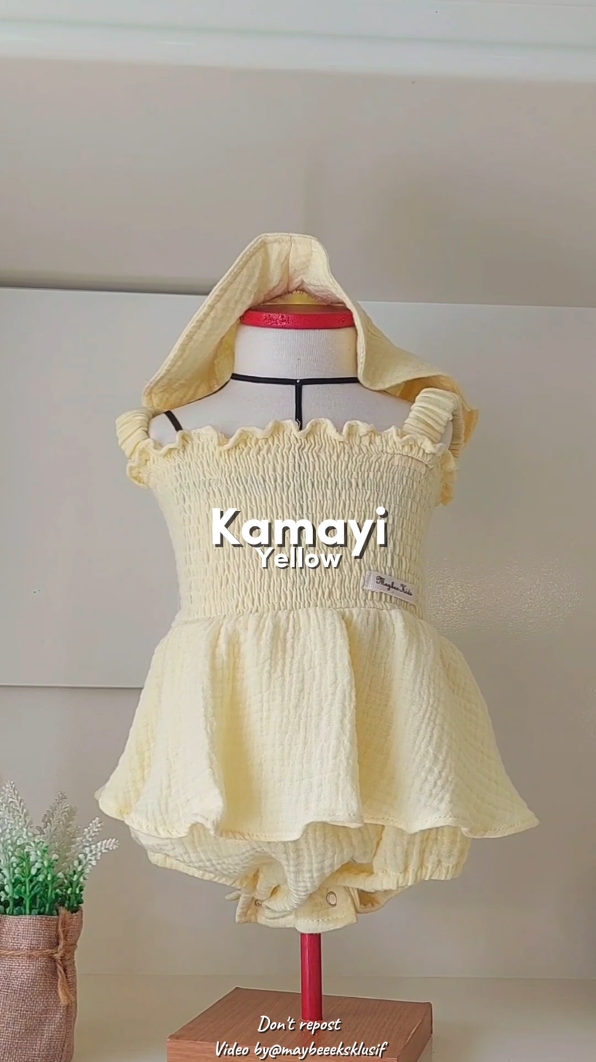 romper dress kamayi warna yellow bahan cotton muslin yang lembut dan nyaman😍🥰💖#wibgajian #bajubabyyamaybee #fyppppppppppppppppppppppp #fypシ゚viral #fyp #fypage #fypシ #romperdresskamarimaybee 