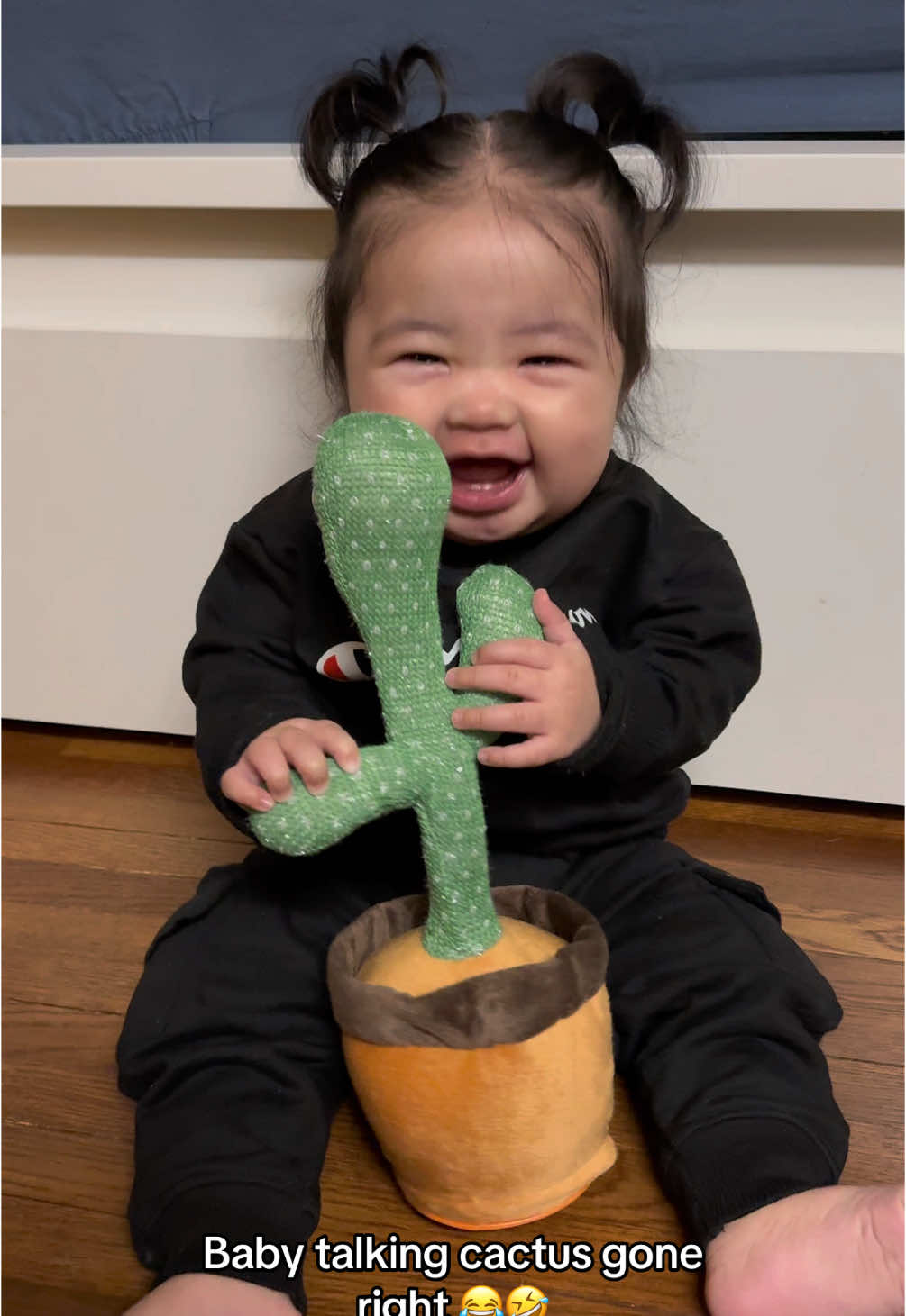 Baby meets talking cactus toy. I swear, nothing phases her lol. #cactustoy #cactustoychallenge #babyreaction #funnybaby #parentinghumor #parentinglife #babyvscactus #tiktokprank #viralpranks #dancingcactus #fyp #foryoupage #funnymoments 