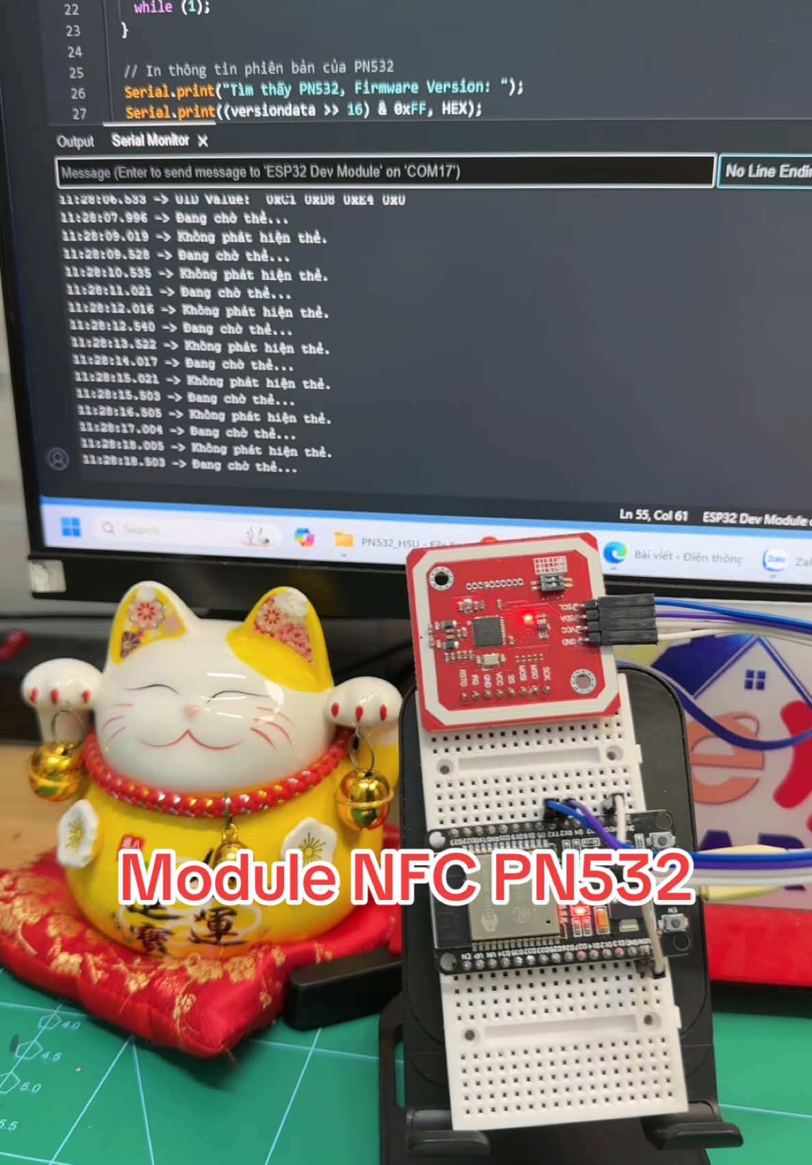 Module đọc thẻ NFC PN532 đọc được  thẻ RFID luôn nhé! #dienthongminhesmart #laptrinhnhung #iot #esp32 #laptrinhstm32 #nfc #pn532 #rfid 