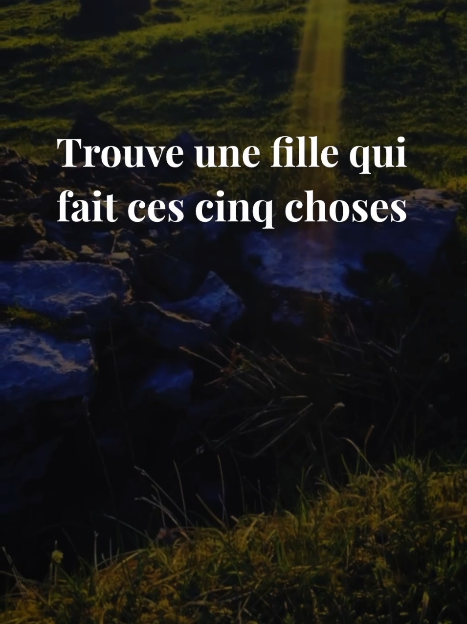 Je parle de trouver la femme idéale qui vit loin mais ne t’a jamais trompé, qui n’a pas peur de montrer son amour, qui te traite comme un roi, qui te voit comme un mari potentiel et qui te respecte en te demandant la permission avant d’agir. Garde l’esprit ouvert et le cœur prêt, car cette femme spéciale pourrait être juste au coin de la rue, attendant quelqu’un comme toi. Quand tu la trouveras, tu sauras que cela en valait la peine, car le plus grand bonheur de la vie est d’être aimé pour qui tu es. #rencontre #adieux #amour #séparation #espoir #persévérance #connexion #solitude #acceptation #reconstruction #sentiment #couple #jetaime #relation #coeurbrisé #amoureux #monamour #rupture #famille #Avectoi #mavie #promesses #geste #quotidien #patience #compréhension #sincérité #tendresse #douceur #bonheur #triste #manque #positive #mindset #authentic #focus #progress #Ignore #perseverance #failure #vérité #motivation #fierte #success #sensible #sagesse #karma #avenir #developpementpersonnel #leçondevie 