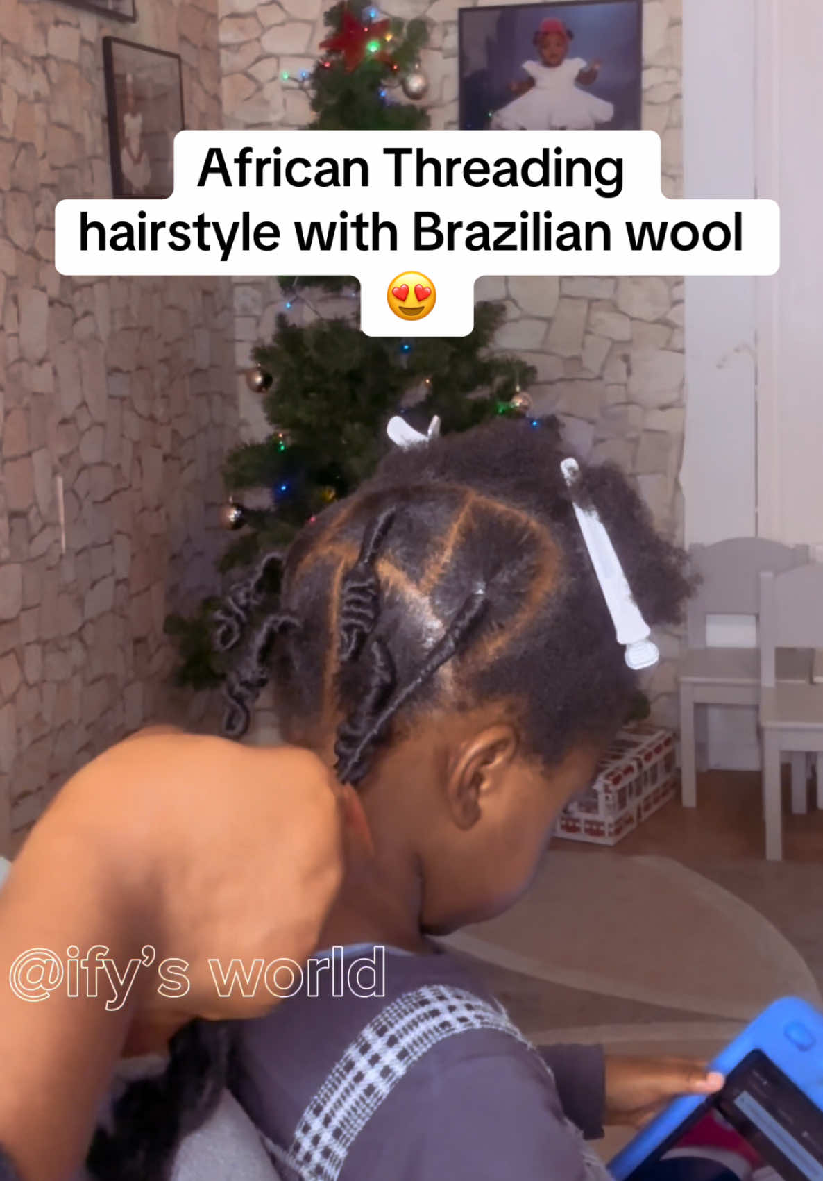 African threading hairstyle on short hair. Threading with Brazilian wool 😍 #Africanthreading #ifysworld #naturalhair #kidshairstyles #fyp #foryou #foryou #hairstyleideas #hairtutorials 