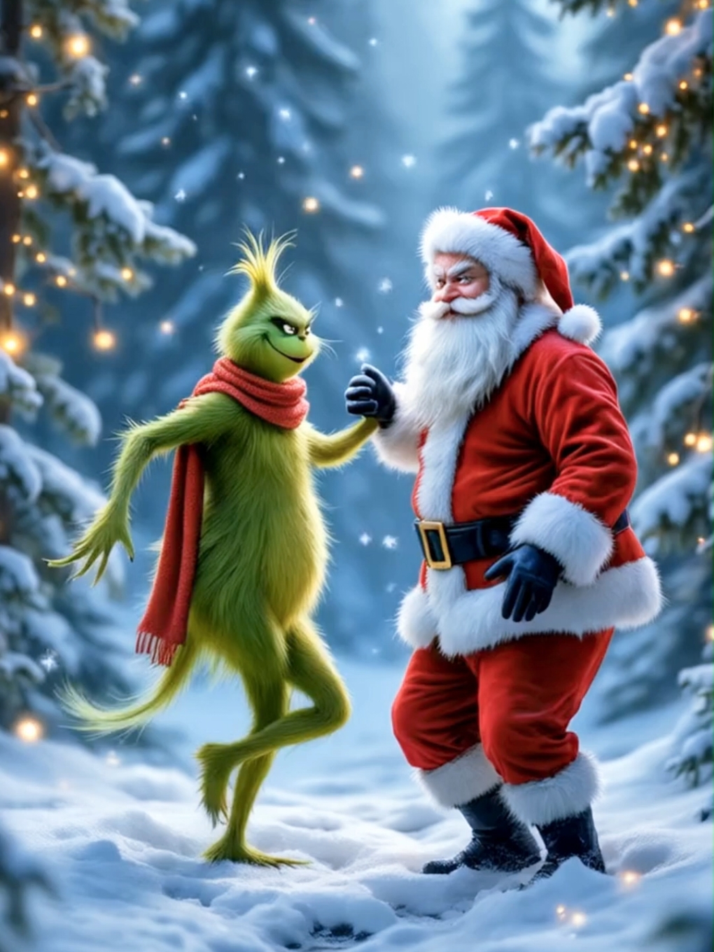 The Grinch dances with Santa #cute #christmas #merrychristmas #xmas #christmastree #festivefun #winter #christmasmagic #grinch #grinchoftiktok #ai #viralvideos #mustwatch #fyp 