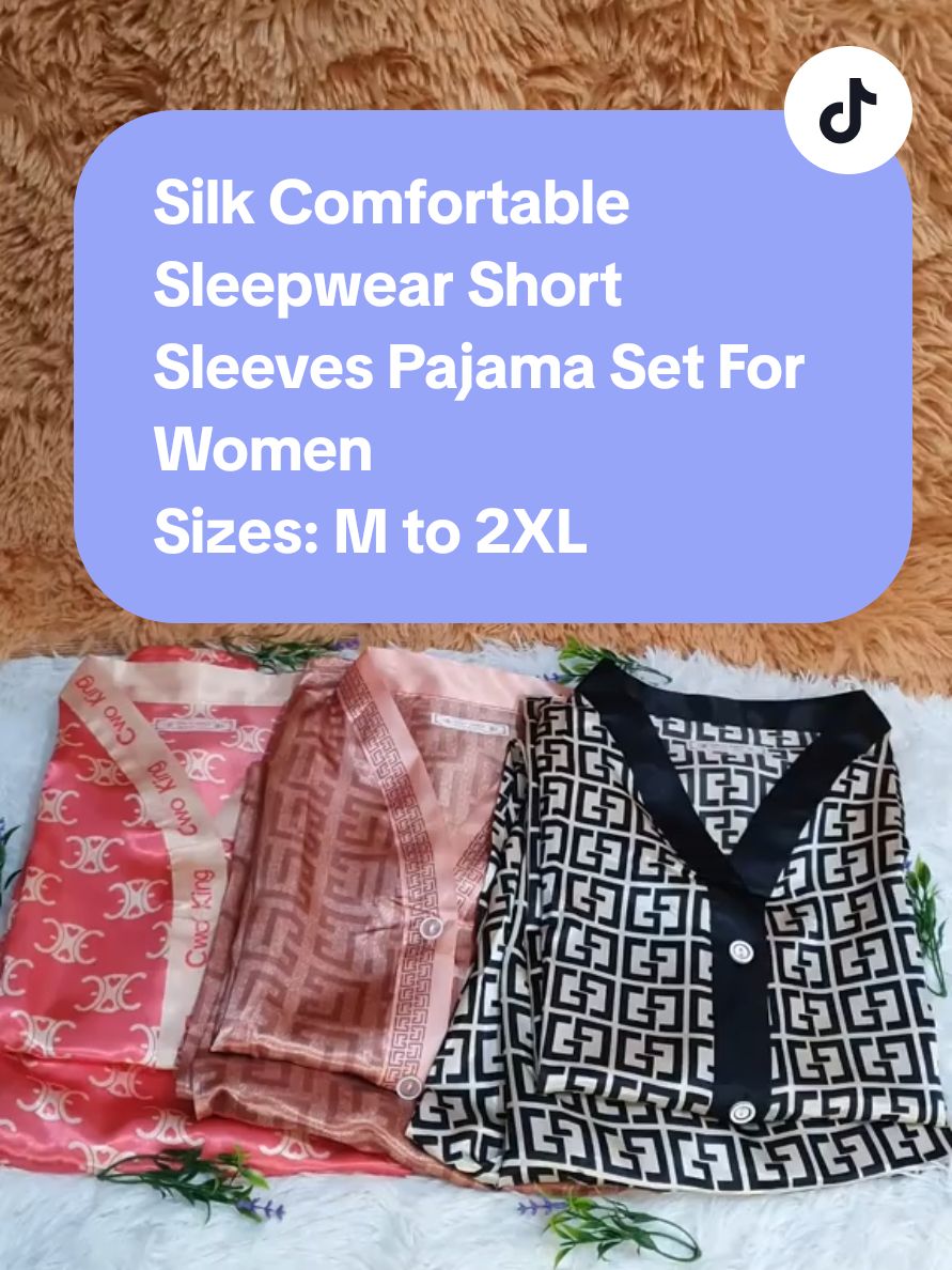 Silk Comfortable Sleepwear Short Sleeves Pajama Set For Women  Sizes: M to 2XL!✨️✨️ #silksleepwear #comfortablesleepwear #comfortablesleepwearset #sleepwearsetforwomen #sleepwearforwomen #affordablesleepwear 