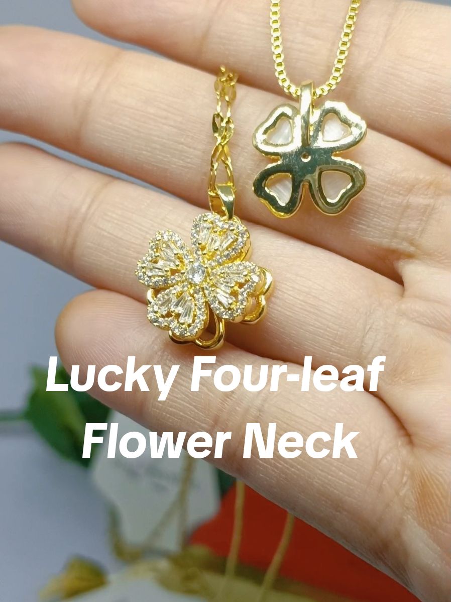 Lucky Four-leaf Flower Neck Four Clover Leaf Necklace Before 399 Now 96 nalang #necklace #cloverleaf #luckynecklace  #cloverleafnecklace #cloverleaf #trending 