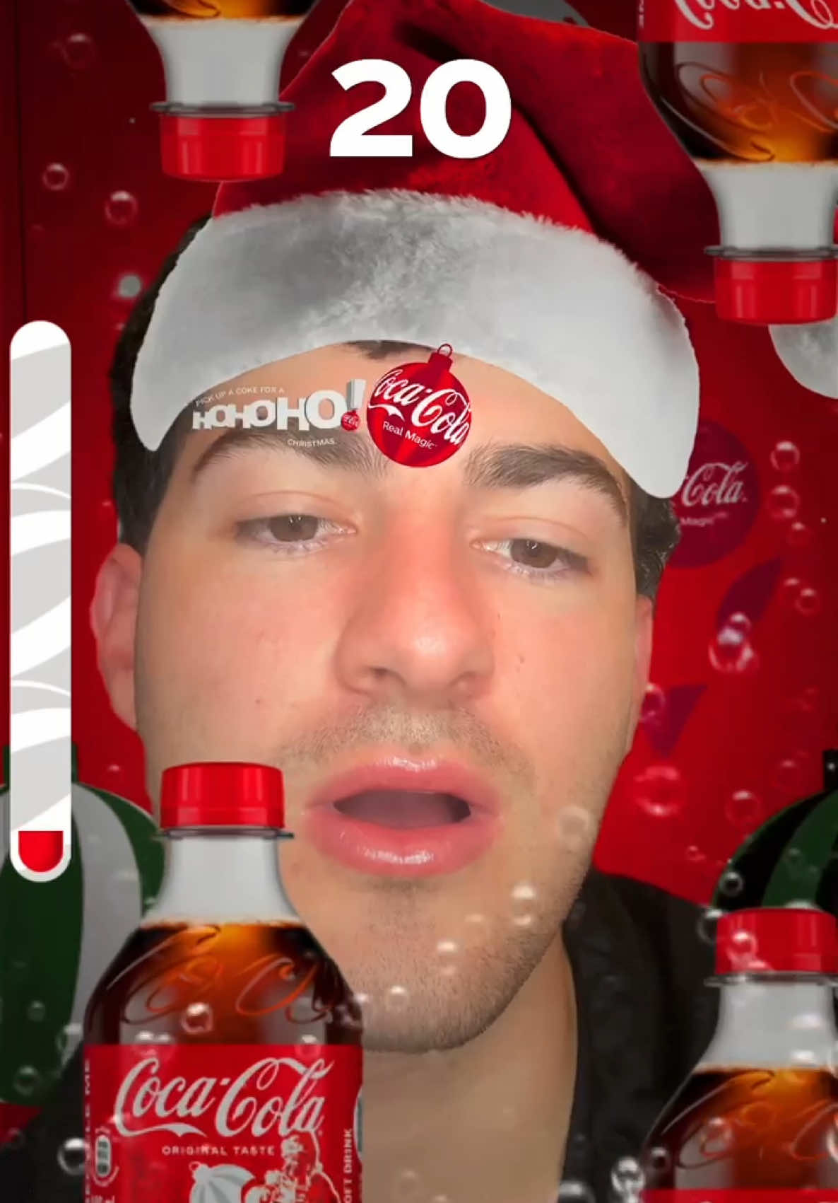 New Christmas filter unlocked! Tap into the magic of Christmas with Coca-Cola using your Ho-Ho-Ho. Can you top my score? Give it a try, link in bio #CokeChristmas #RealMagic #TikTok #Ad 