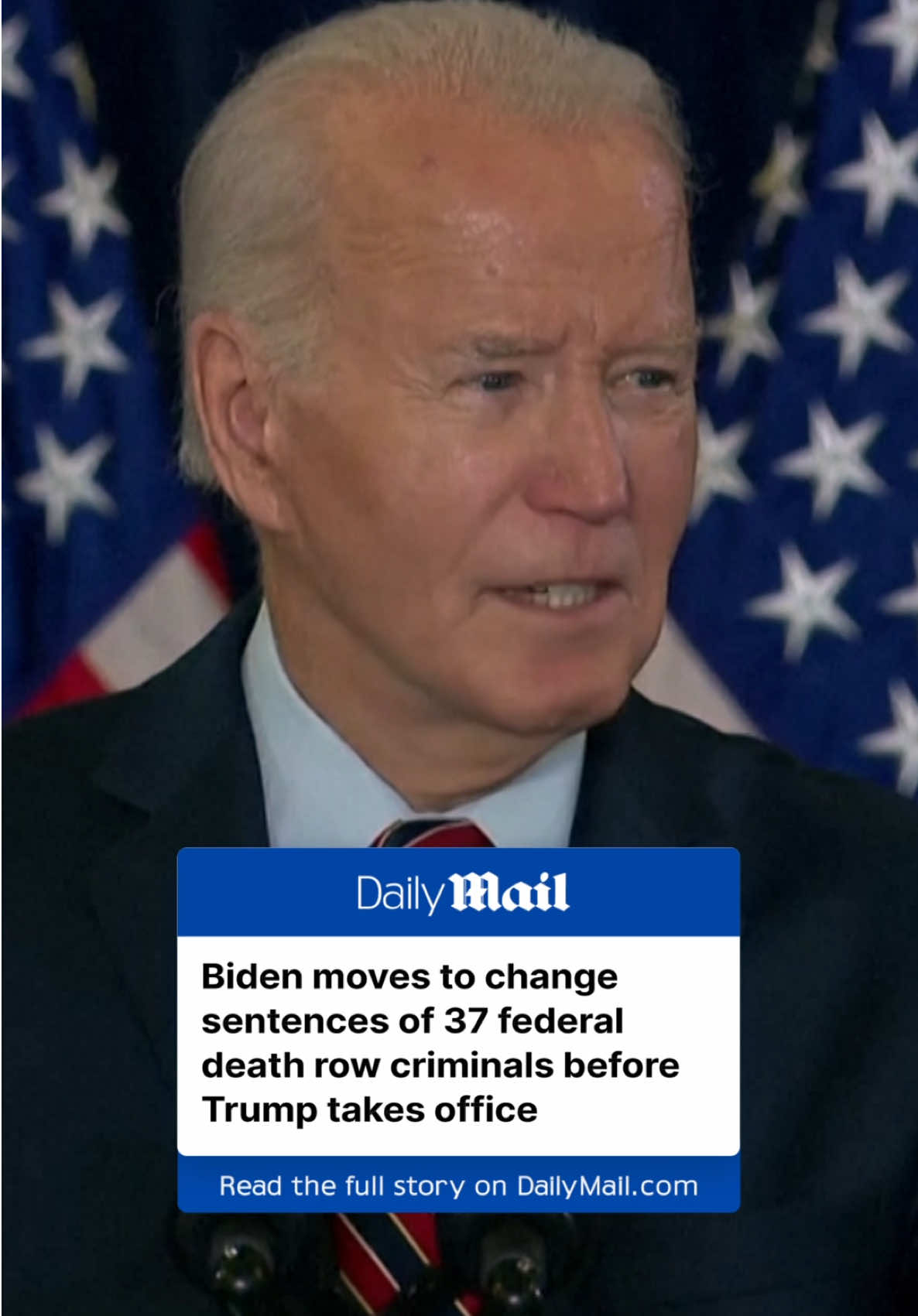 BREAKING: Joe Biden announced on Monday that he is commuting the sentences of 37 of the 40 people on federal death row. He is converting their punishments to life imprisonment just weeks before President-elect Donald Trump takes office, who is planning to expand the death penalty. The move spares the lives of people convicted in killings, including the slayings of police and military officers, people on federal land and those involved in deadly bank robberies or drug deals, as well as the killings of guards or prisoners in federal facilities. It means just three federal inmates are still facing execution, including the Boston Marathon bomber and hate crimes killers. #breakingnews #biden #joebiden #president #usa #crimes #prisoner 