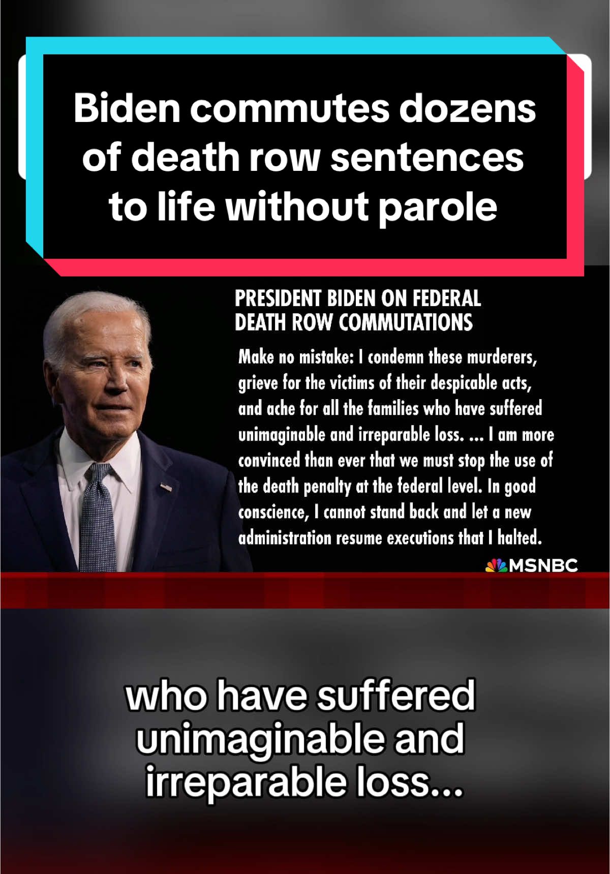 President Joe Biden is commuting the death sentences of 37 inmates, leaving only three people on death row in federal prisons. According to the White House, the commuted sentences will be reclassified to life sentences without the possibility of parole. #news #breakingnews #prison  #politics #donaldtrump  #washington 