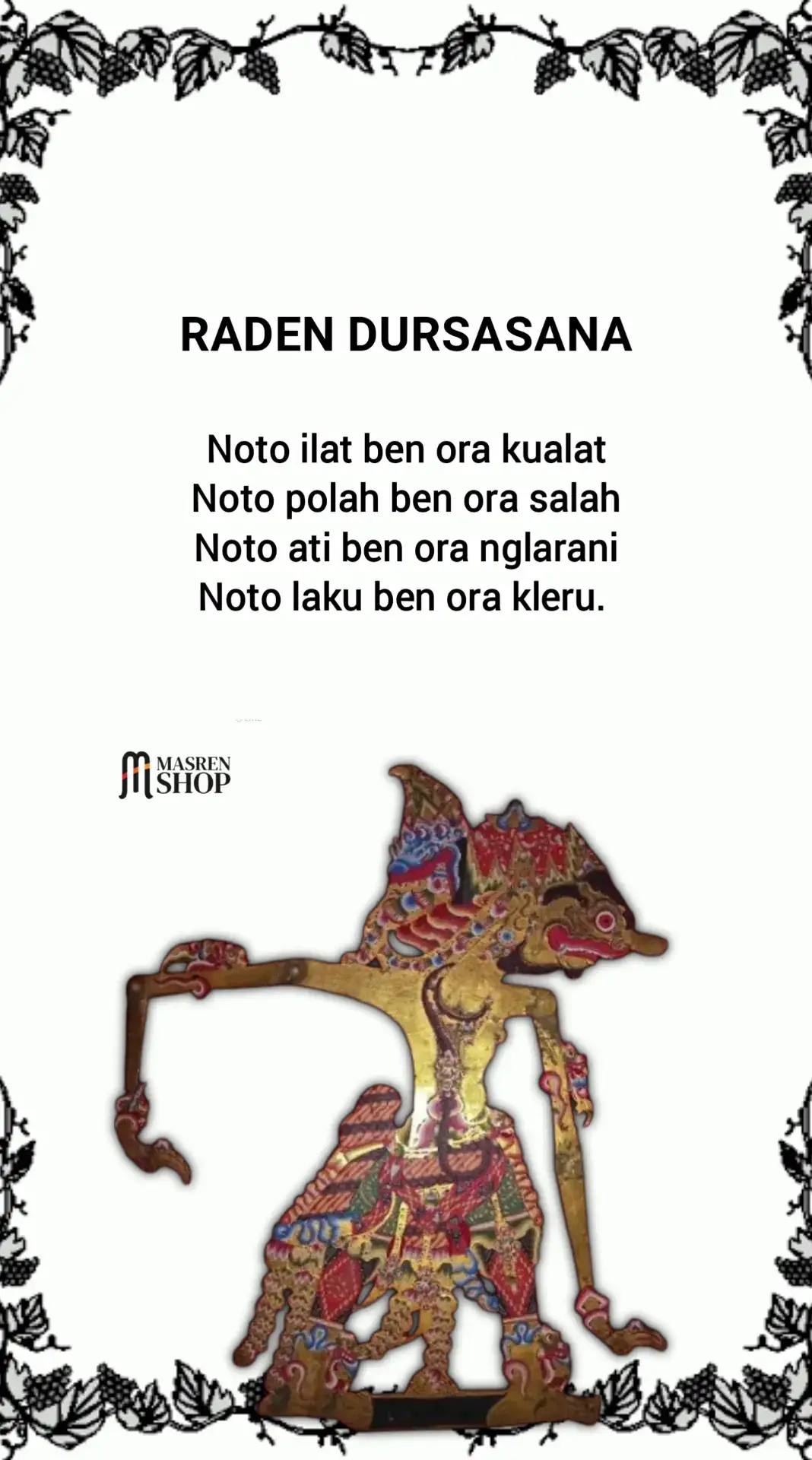 RADEN DURSASANA 🥀 #fyp #fypシ #trending #pituturjowo #wayangkulit #budayajawa #dursasana 