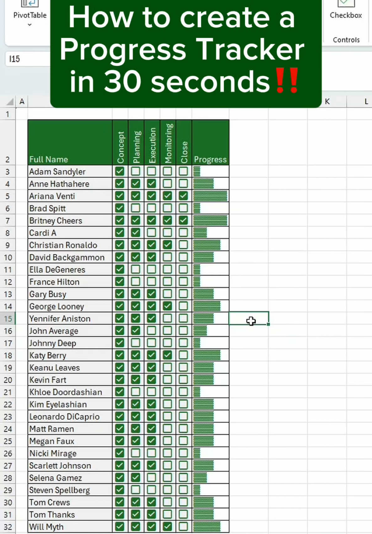 Progress Tracker in Excel‼️ #excel #exceltips #googlesheets #spreadsheet #tutorial 