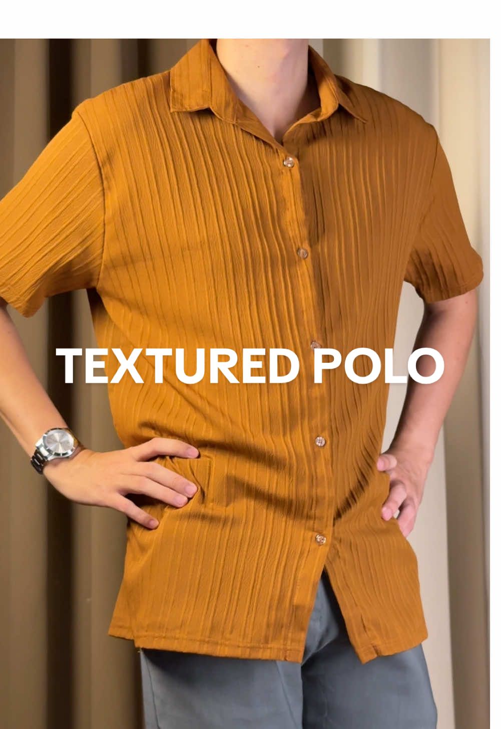 Replying to @GoodHeartVA Try nyo din itong rust color mga bossing. Lakas din pang porma👌🏻 #TexturedPolo #MensFashion #SmartCasualLook #TikTokFashion