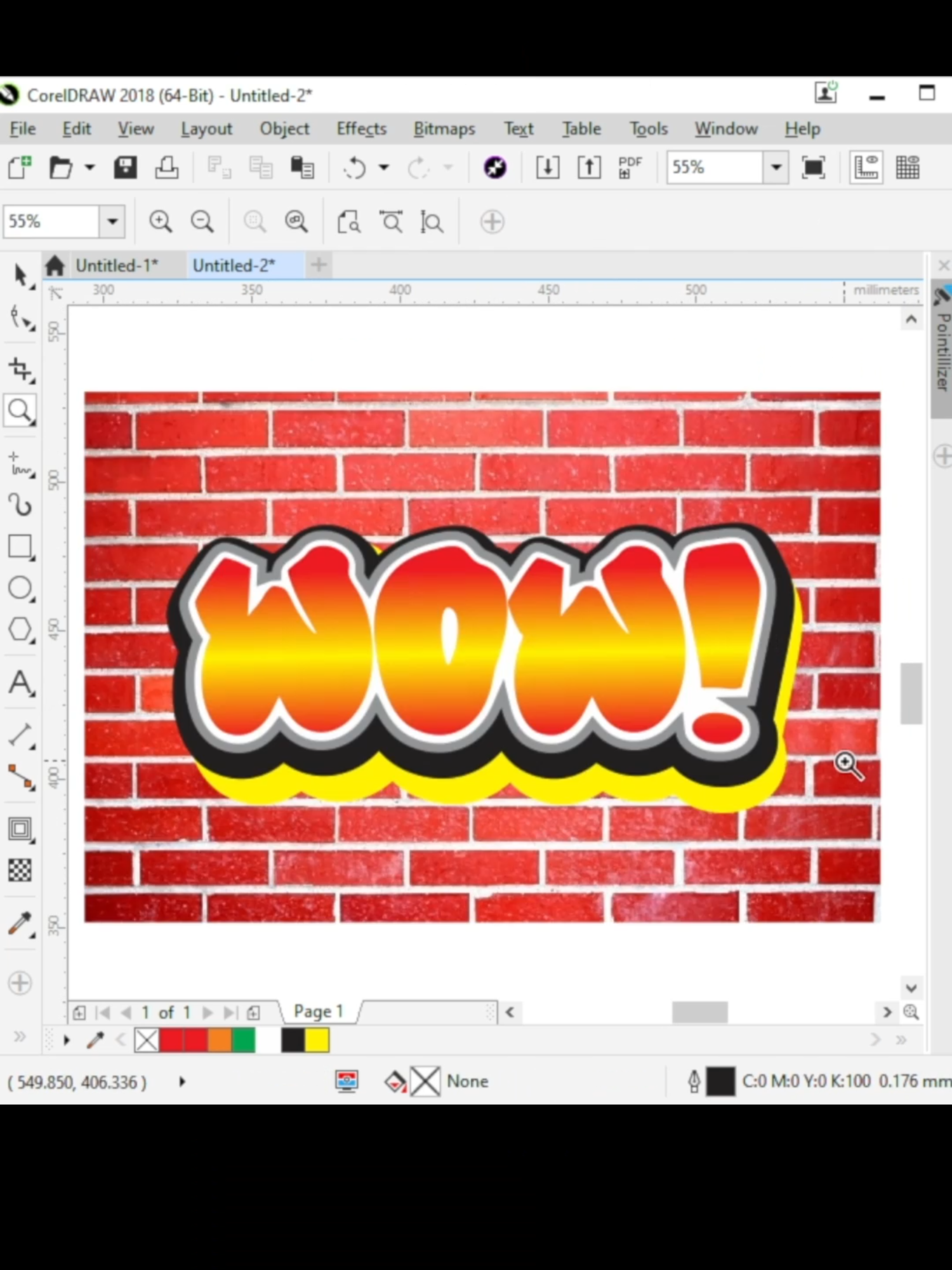 WOW Grafiti corel Asyik#design #tipscoreldraw #coreldraw_tutorial #belajarbareng #belajarcoreldraw