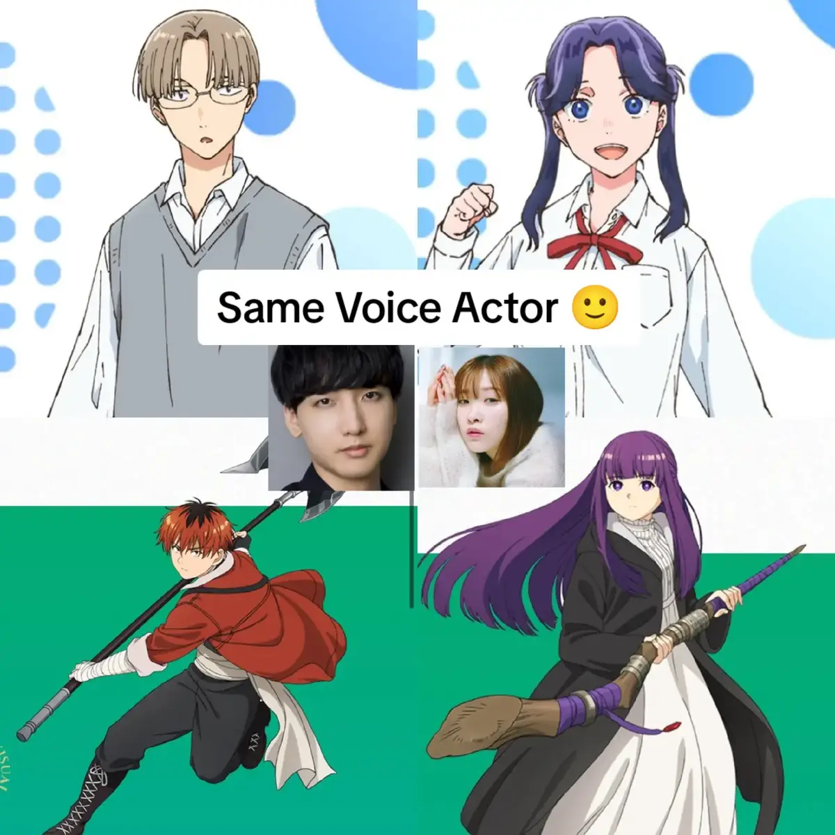 Same Voice Actor, Chiaki Kobayashi as Kyo & Stark, Kana Ichinose as Ayame & Fern #bluebox #aonohako #frierenbeyondjourneysend #kyokasahara #ayamemoriya #stark #fern 