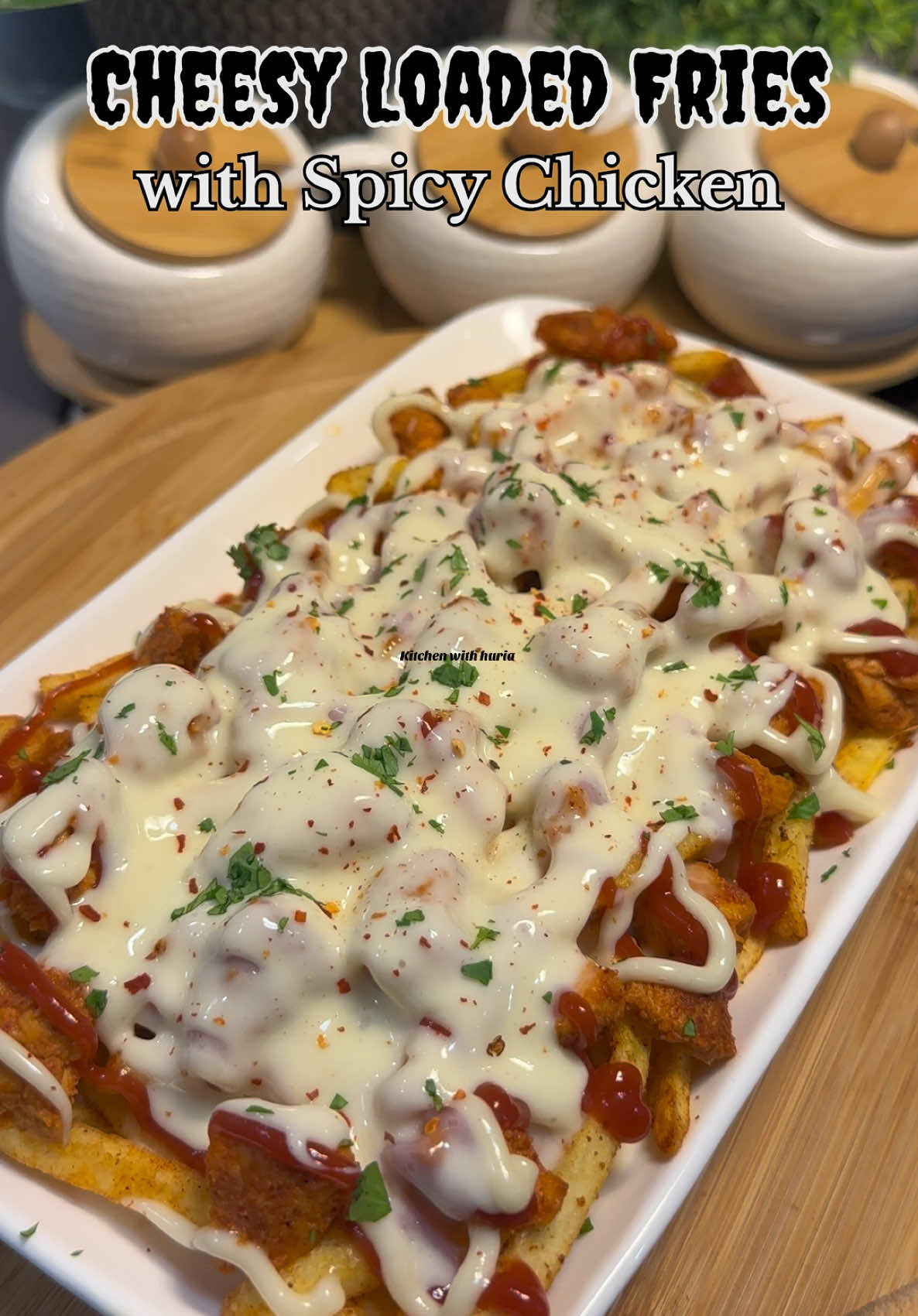 Loaded Fries with Spicy Chicken & Cheese Sauce🧀🔥| Must-Try Snack  #LoadedFries #CheesyGoodness #SpicyChicken #TikTokFoodie #EasyRecipes #QuickSnacks #Snackldeas #FoodLover #FriesRecipe #ComfortFood #HomemadeFries #CheeseLovers #CrispyFries #FoodTrend #TikTokEats #kithenwithhuria 