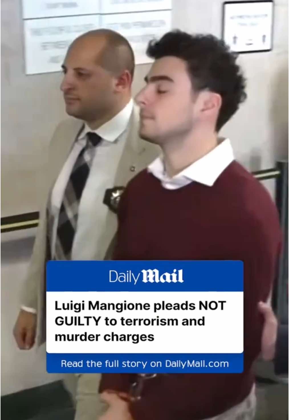 BREAKING: Suspected UnitedHealthcare CEO assassin Luigi Mangione has pleaded not guilty to terrorism charges. Mangione is facing both state and federal charges for the the murder of Brian Thompson The federal charges could carry the possibility of the death penalty, while the maximum sentence for the state charges is life in prison without parole. 🎥Reuters #american #news #newyork #luigi #assassin #crime #cops 