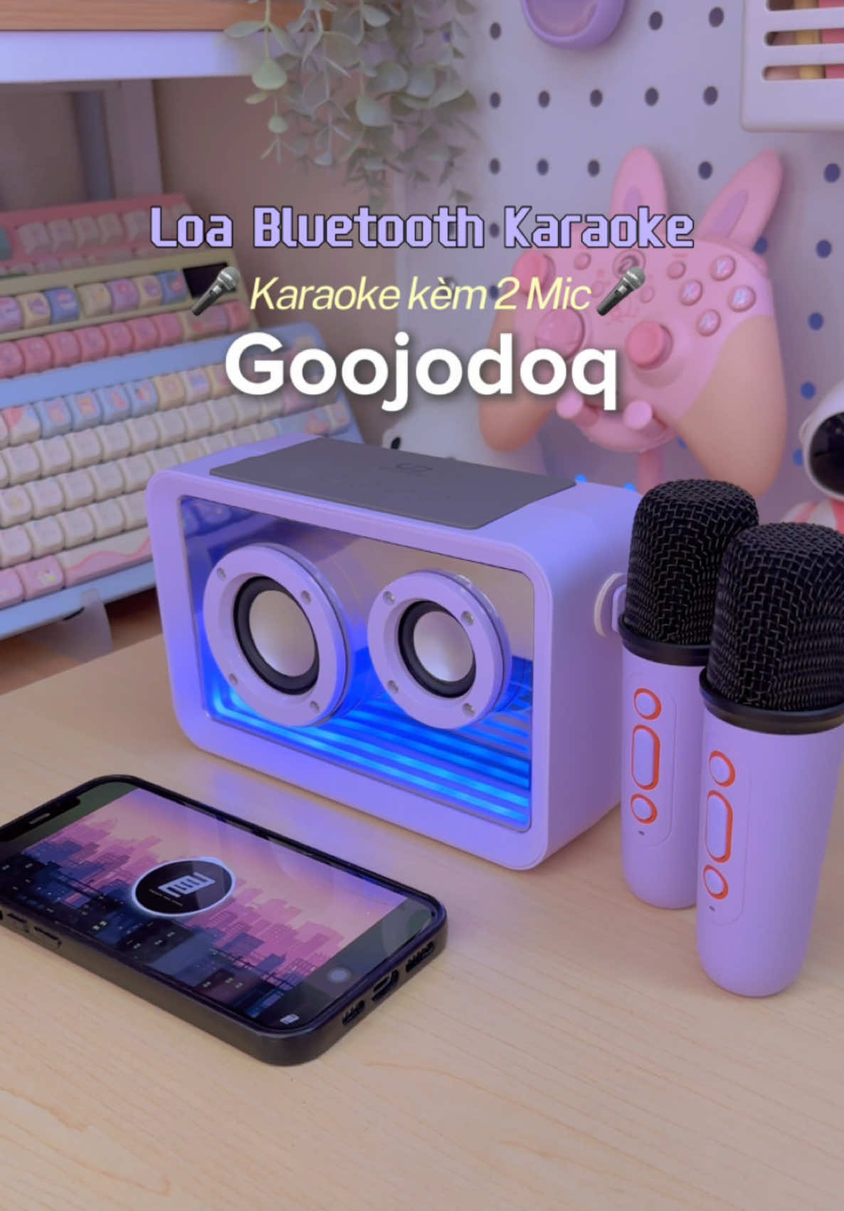 Loa bluetooth kèm 2 micro hát karaoke ngon, đẹp, hạt dẻ từ nhà Goojodoq đây 💜✨ hàng xong tới công chiện zới tui rồi #techtok #review #unboxing #loabluetooth #goojodoq 