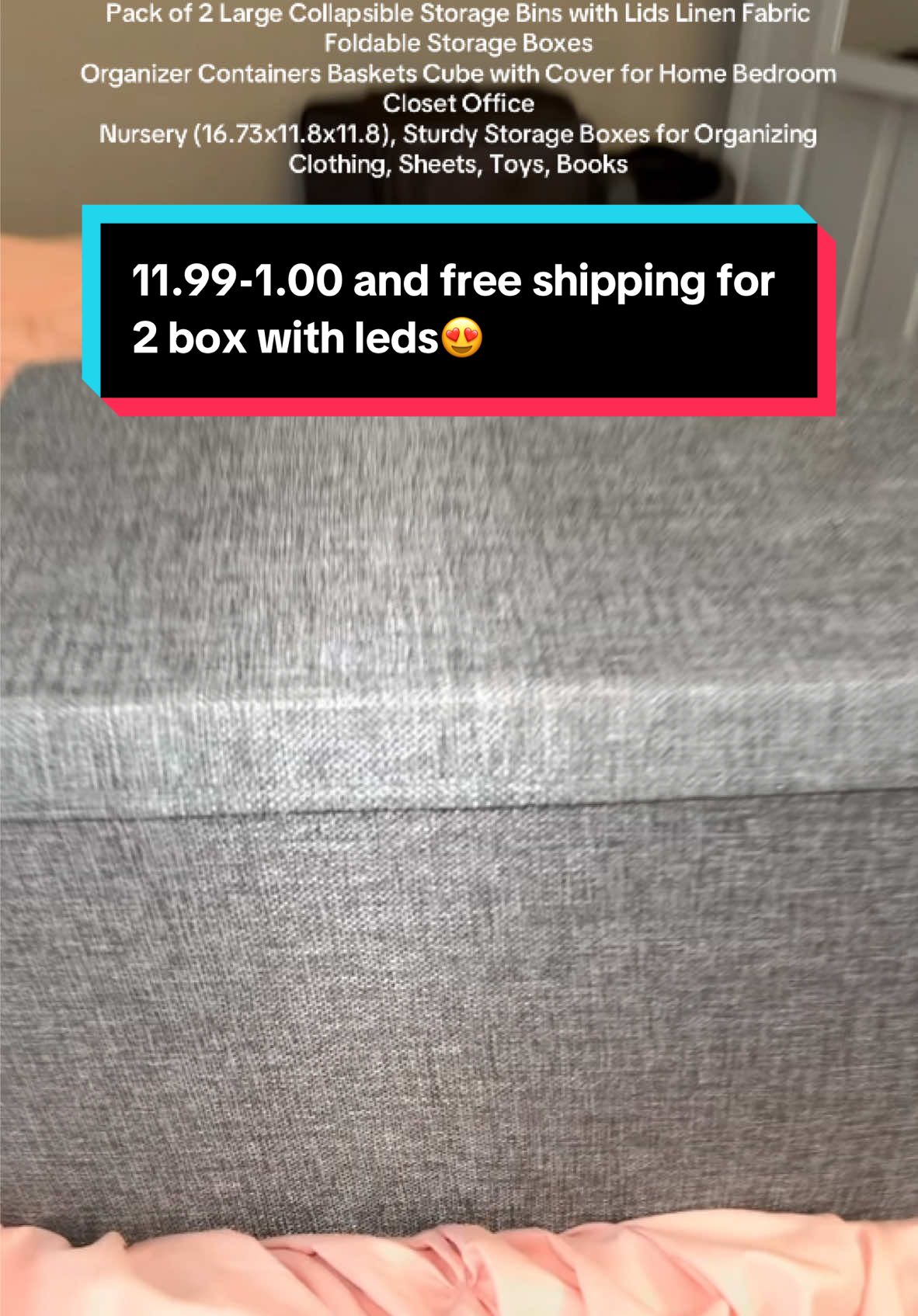 Pack of 2 Large Collapsible Storage Bins with Lids Linen Fabric Foldable Storage box #foryoupage #fypシ #tiktokshop #thankyou  #organizer #containers #Home #bedroom Storage Boxes for Organizing #clothing , #sheets , #toys , #books @NovaHome @NovaHome 
