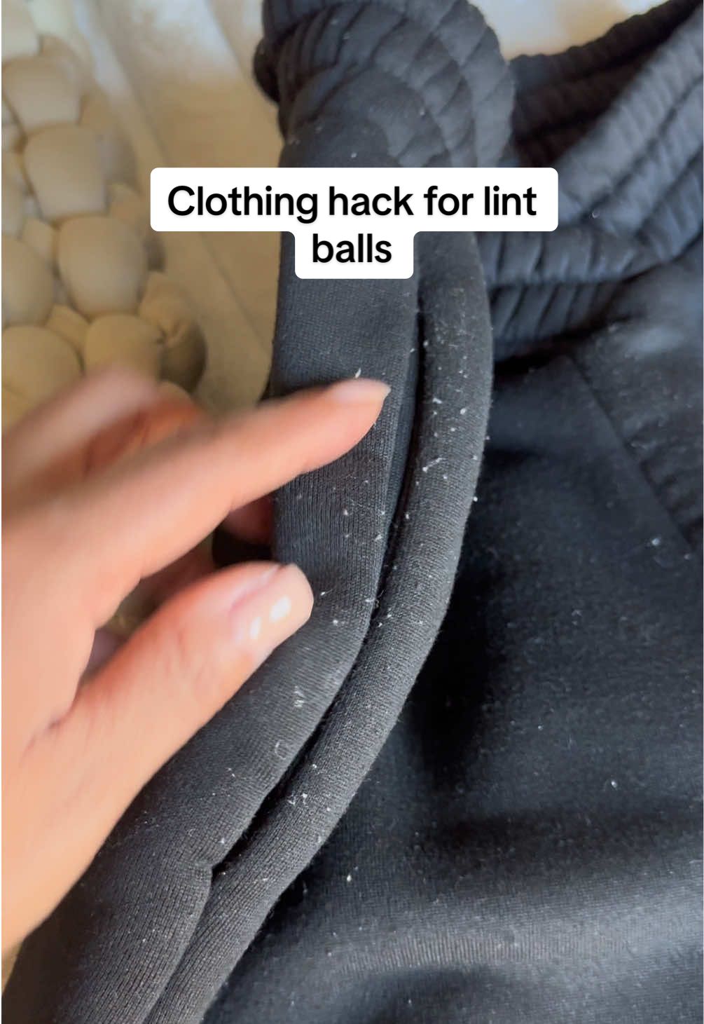 Clothing hack for unwanted lint balls! Save your sweaters and sweatpants using a fabric shaver!  #frabricshaver #lintremover #lintballs #lintbrush #clothinghack #lintbrushhack #clothinghacks #electricshaver 