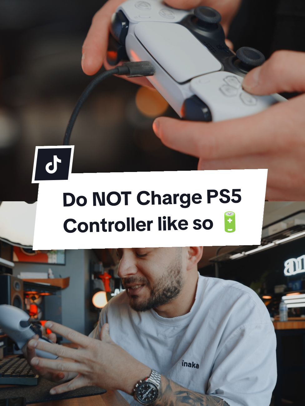 PlayStation 5 controllers being charged with actual phone chargers is WRONG. You guys are literally decreasing the life span of the battery and it will destroy your battery.  Ps5 controllers are not cheap so take care of them 😅 #ps5 #playstation #tech #techtok  #tipsandtricks 